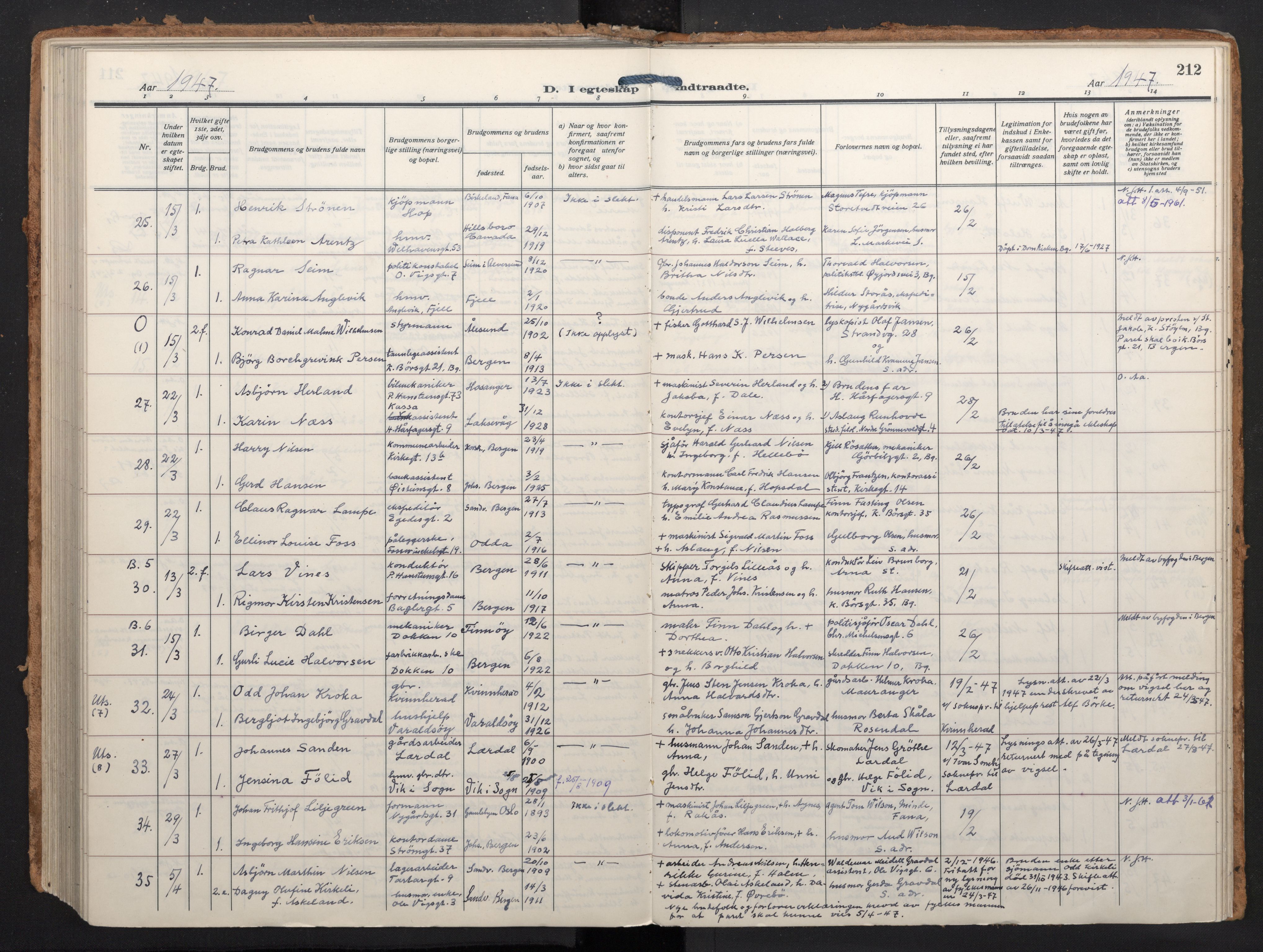 Johanneskirken sokneprestembete, AV/SAB-A-76001/H/Haa/L0014: Parish register (official) no. D 3, 1929-1949, p. 211b-212a