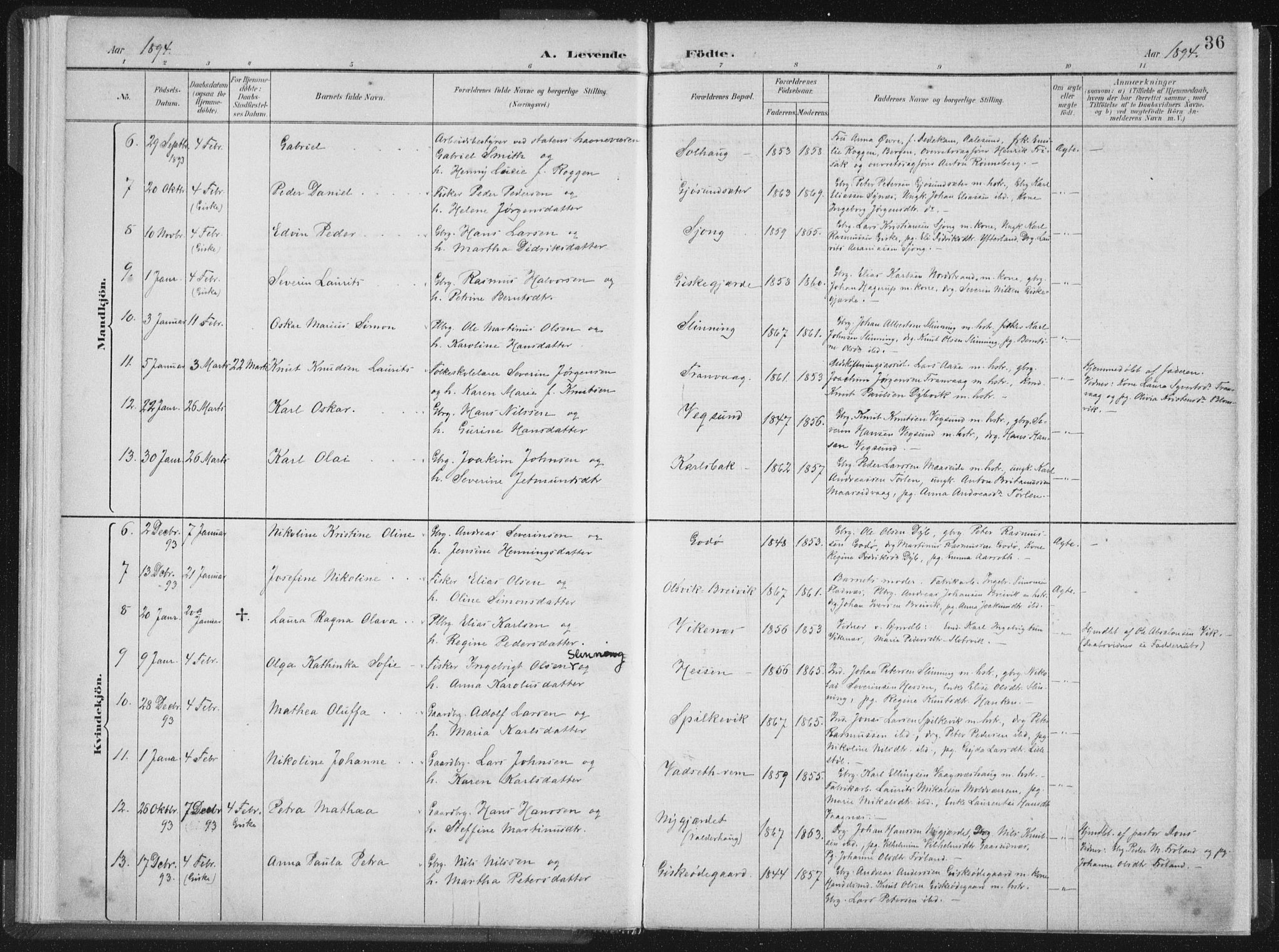 Ministerialprotokoller, klokkerbøker og fødselsregistre - Møre og Romsdal, AV/SAT-A-1454/528/L0405: Parish register (official) no. 528A14, 1891-1906, p. 36