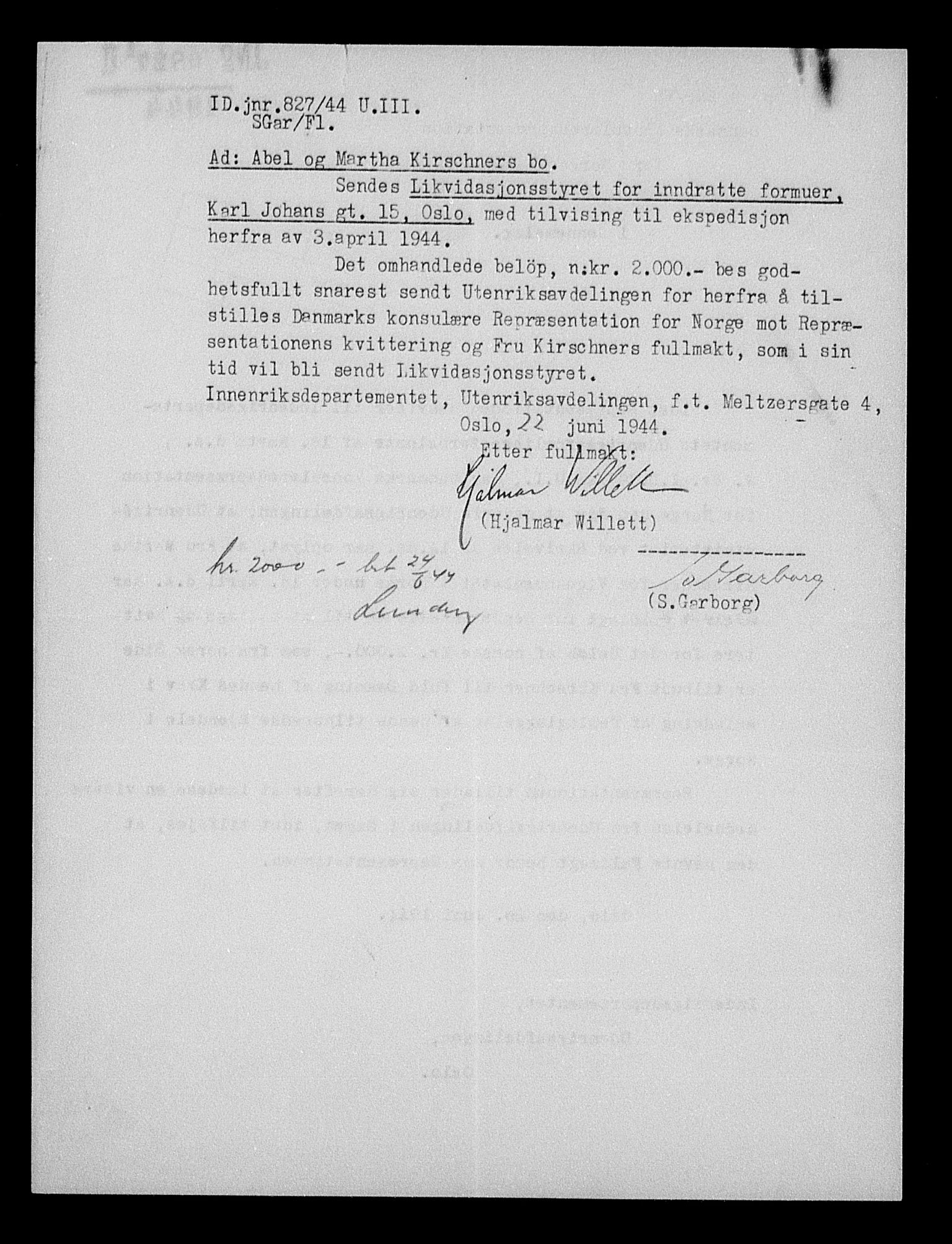 Justisdepartementet, Tilbakeføringskontoret for inndratte formuer, AV/RA-S-1564/H/Hc/Hcc/L0951: --, 1945-1947, p. 335
