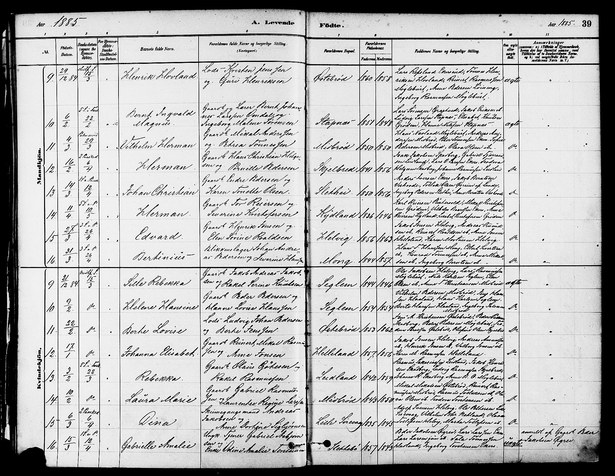 Eigersund sokneprestkontor, AV/SAST-A-101807/S08/L0017: Parish register (official) no. A 14, 1879-1892, p. 39