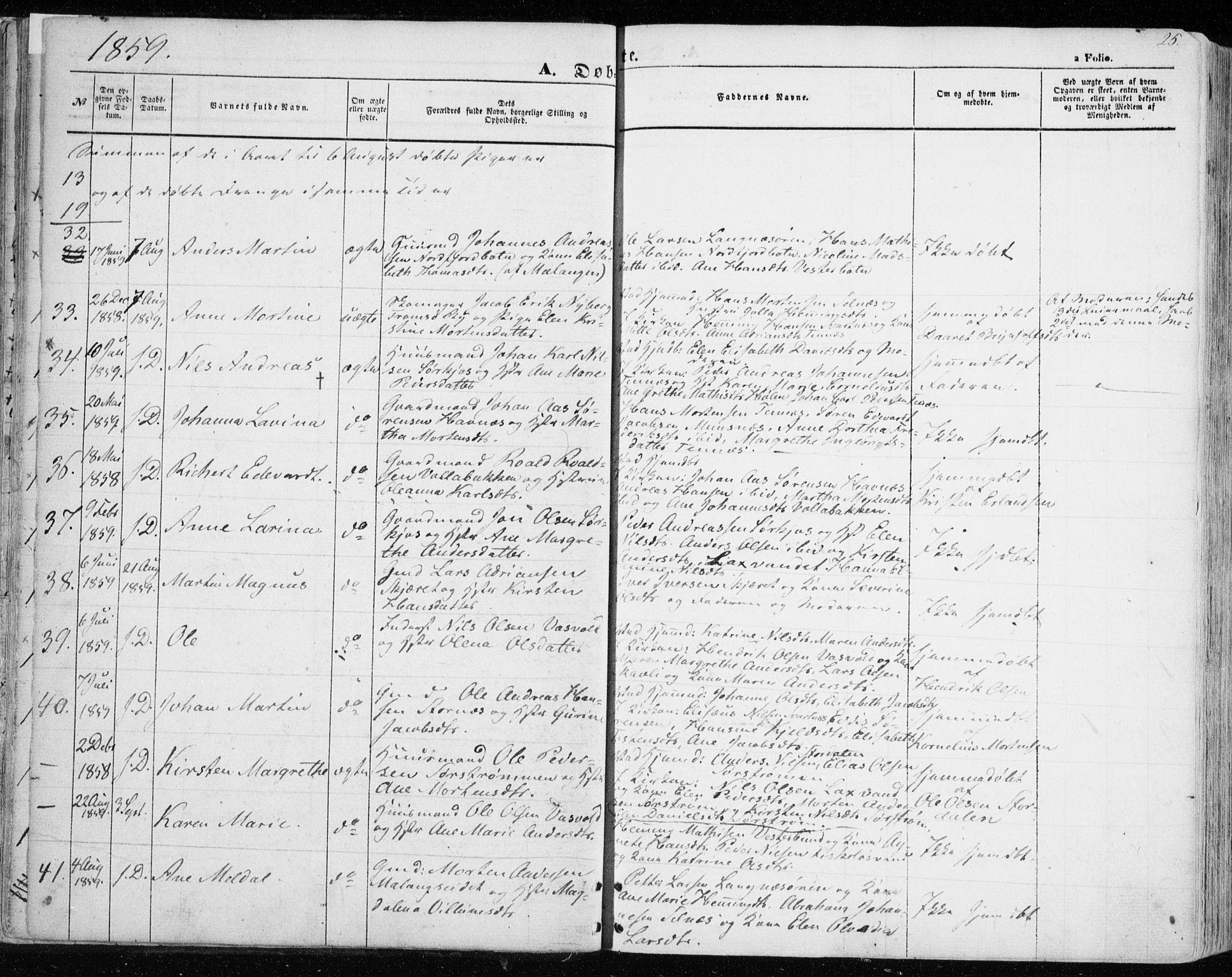 Balsfjord sokneprestembete, AV/SATØ-S-1303/G/Ga/L0003kirke: Parish register (official) no. 3, 1856-1870, p. 25