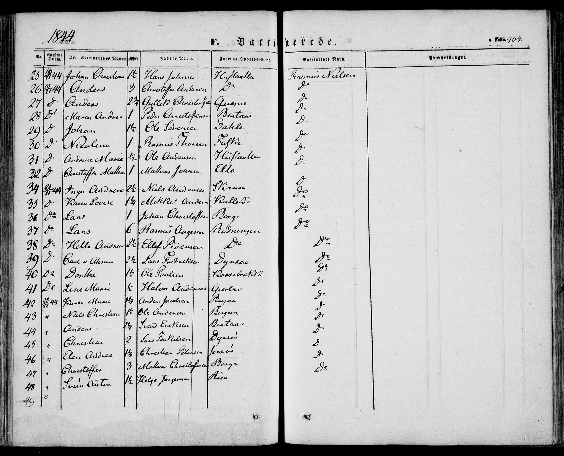 Stokke kirkebøker, AV/SAKO-A-320/F/Fa/L0007: Parish register (official) no. I 7, 1844-1857, p. 404