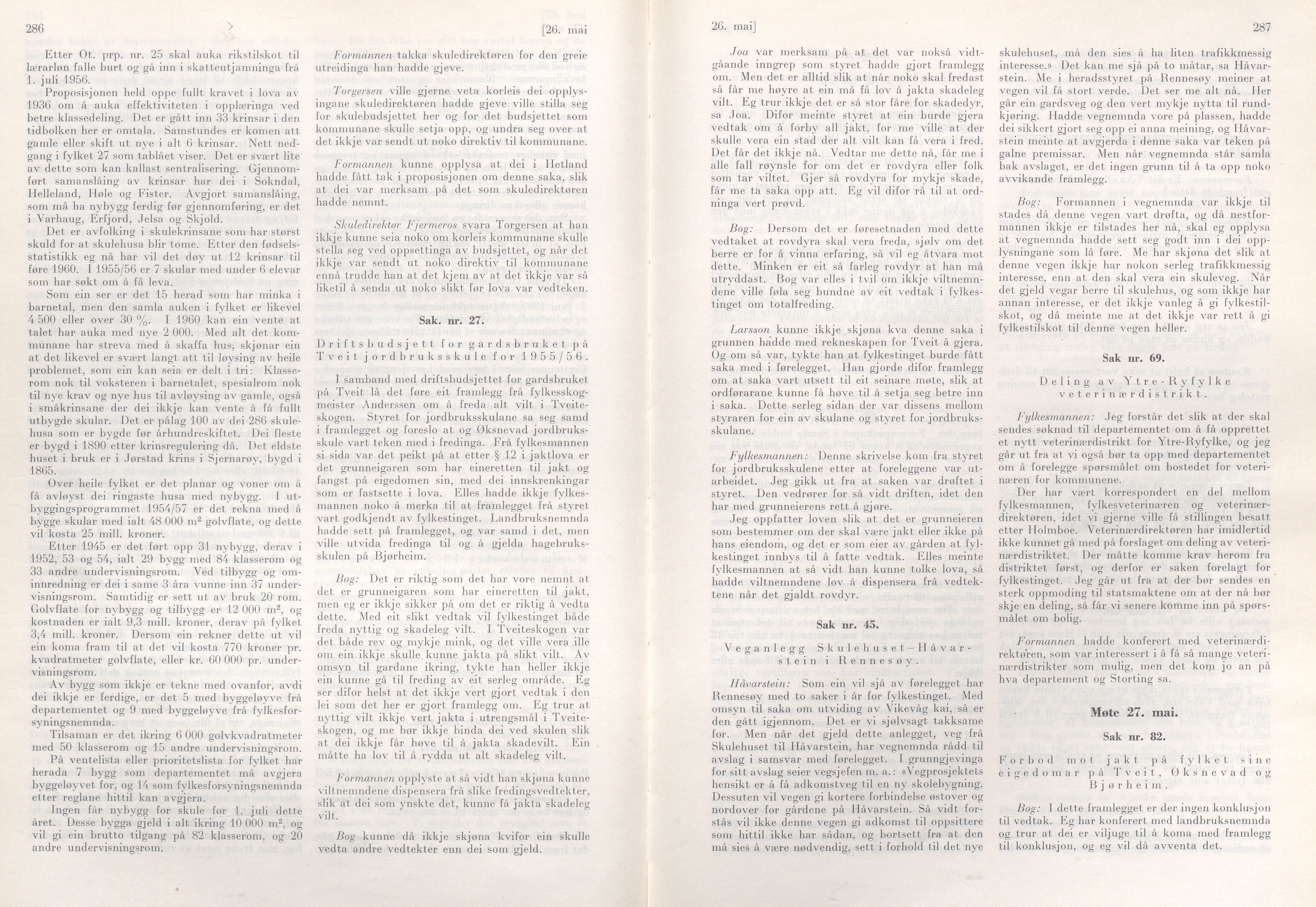 Rogaland fylkeskommune - Fylkesrådmannen , IKAR/A-900/A/Aa/Aaa/L0074: Møtebok , 1955, p. 286-287