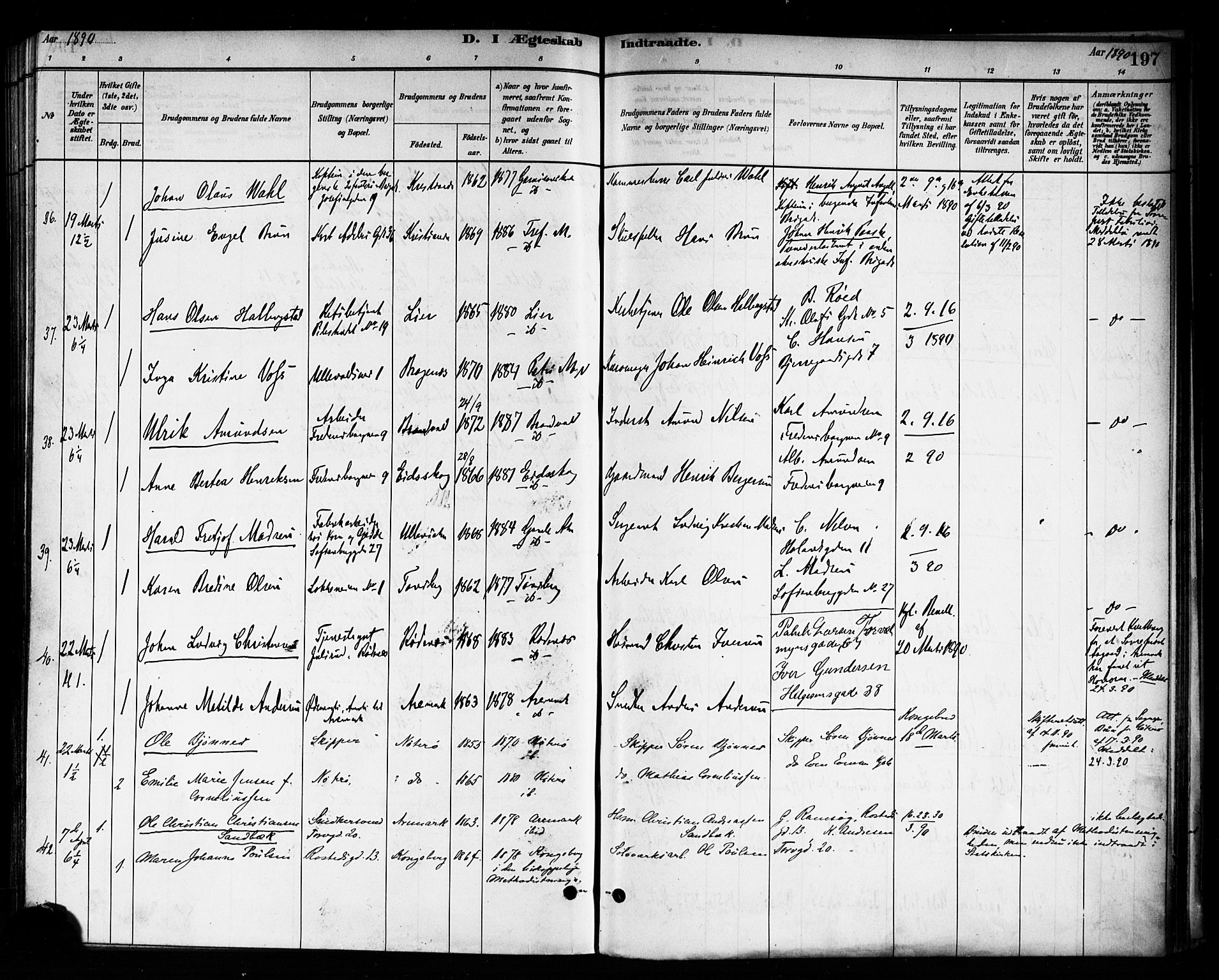 Trefoldighet prestekontor Kirkebøker, AV/SAO-A-10882/F/Fc/L0003: Parish register (official) no. III 3, 1881-1891, p. 197