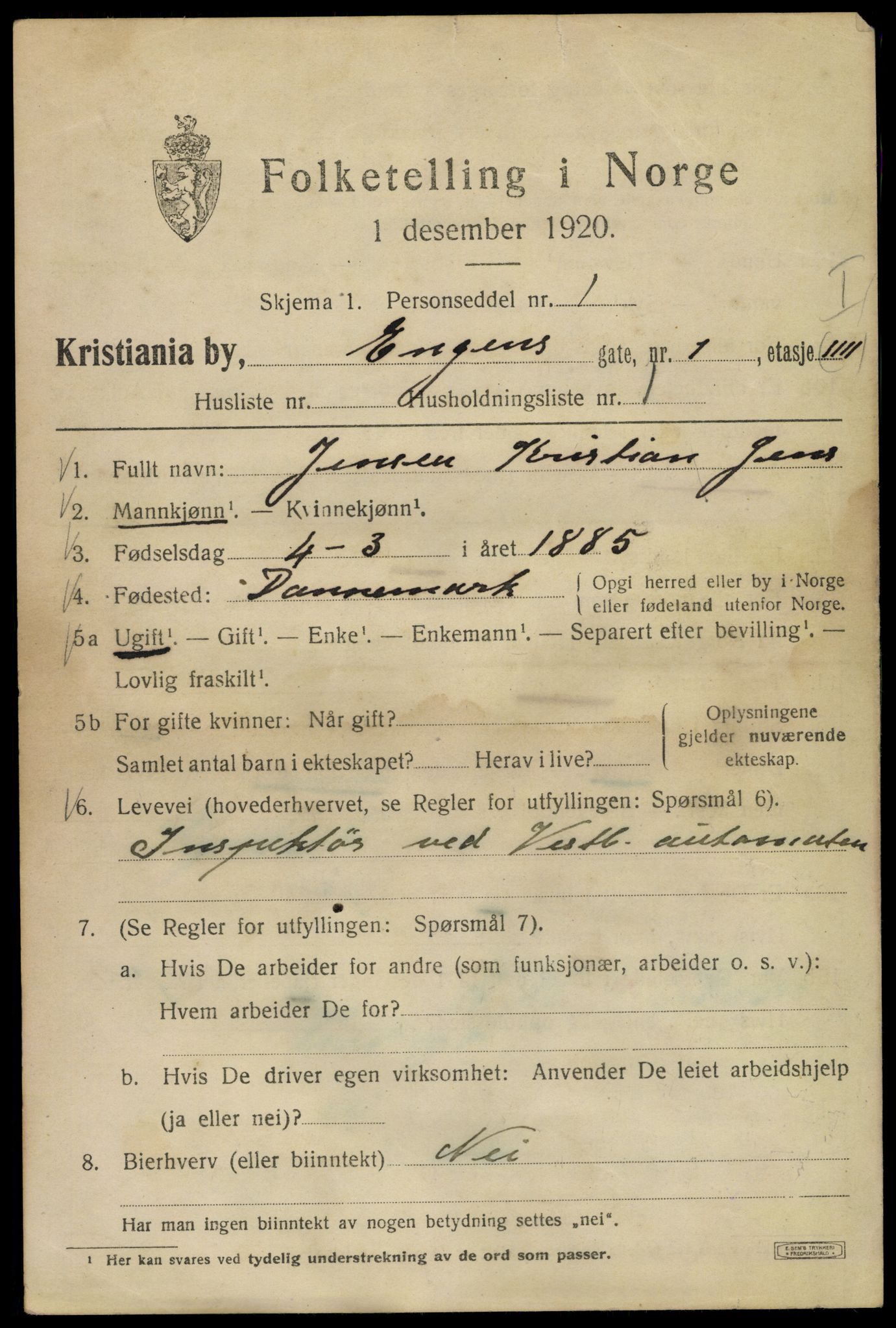 SAO, 1920 census for Kristiania, 1920, p. 218347