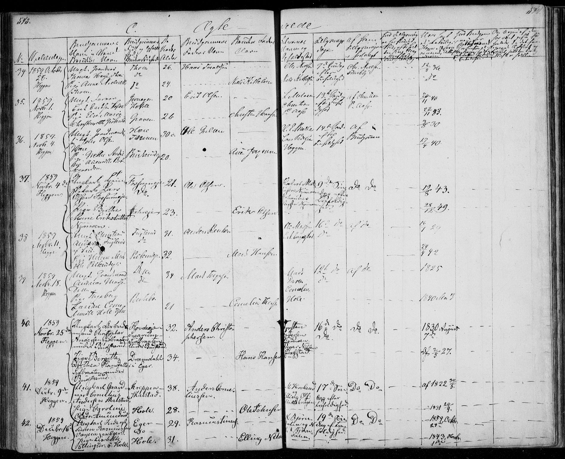 Modum kirkebøker, AV/SAKO-A-234/F/Fa/L0008: Parish register (official) no. 8, 1851-1859, p. 543-544