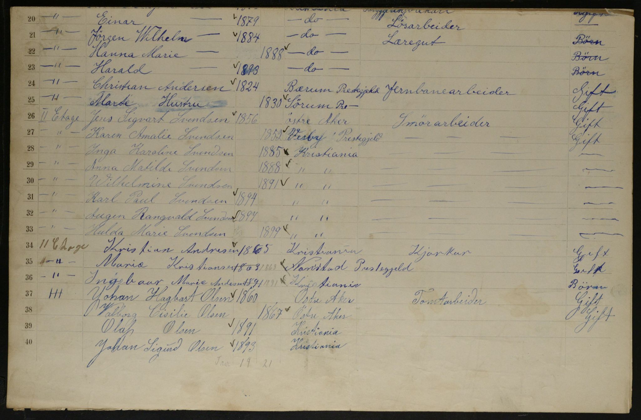 OBA, Municipal Census 1901 for Kristiania, 1901, p. 7280