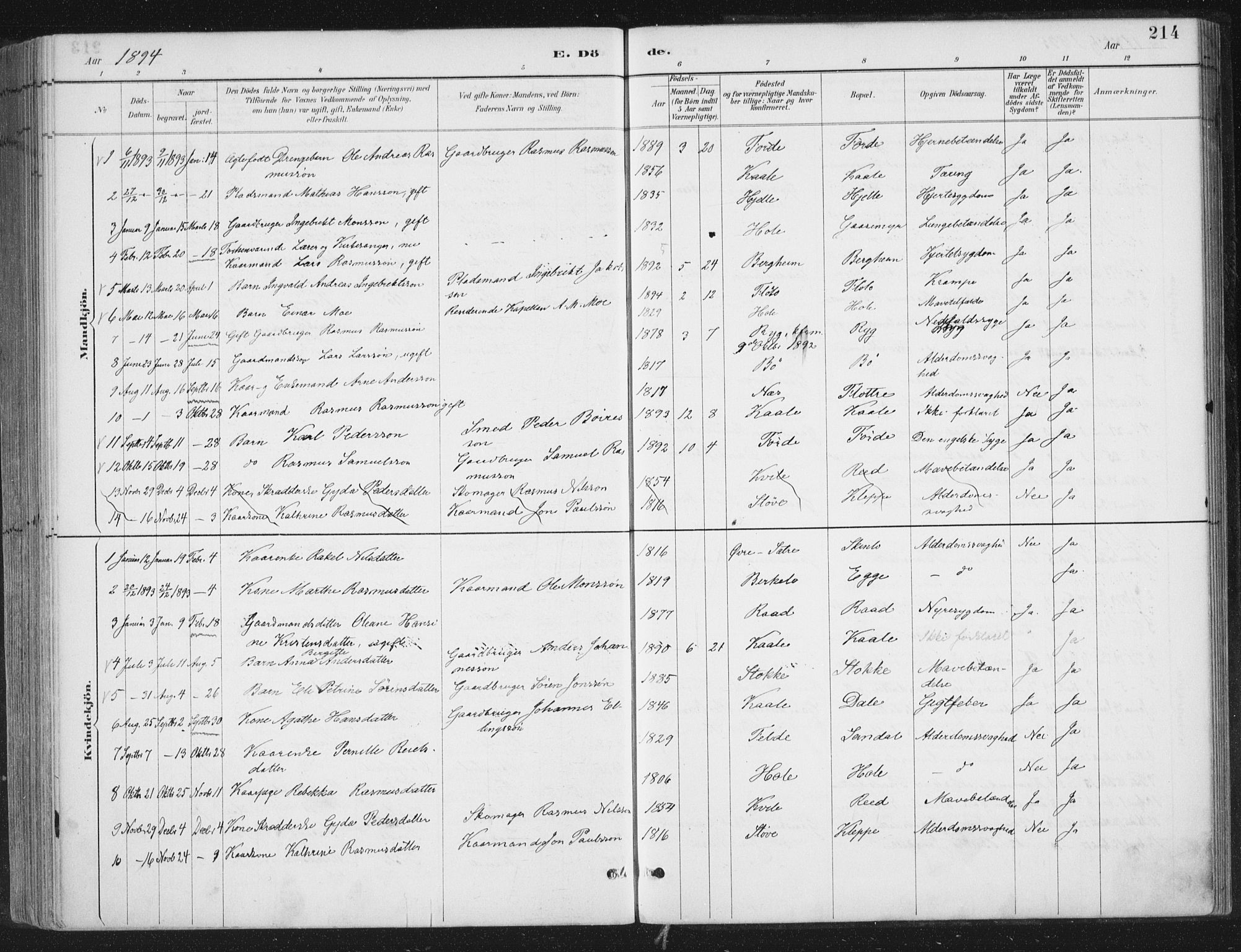 Gloppen sokneprestembete, AV/SAB-A-80101/H/Haa/Haac/L0002: Parish register (official) no. C  2, 1887-1904, p. 214