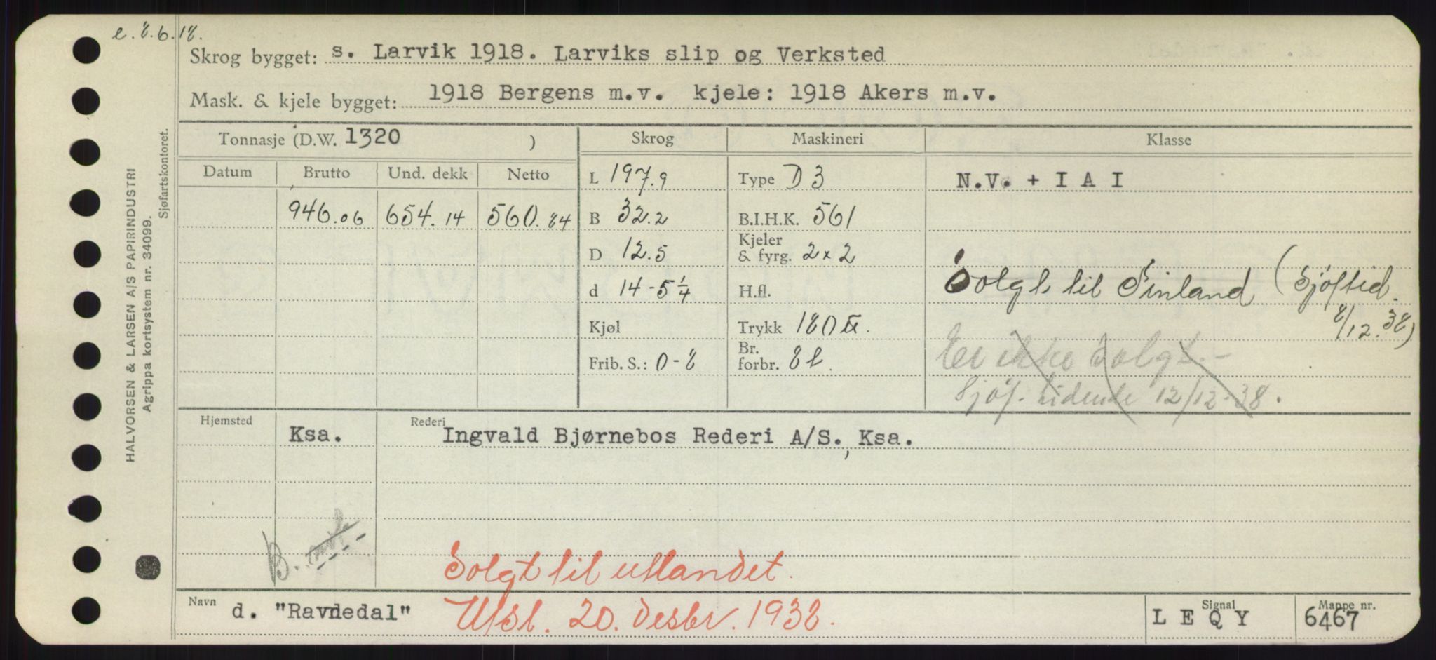 Sjøfartsdirektoratet med forløpere, Skipsmålingen, RA/S-1627/H/Hd/L0030: Fartøy, Q-Riv, p. 279