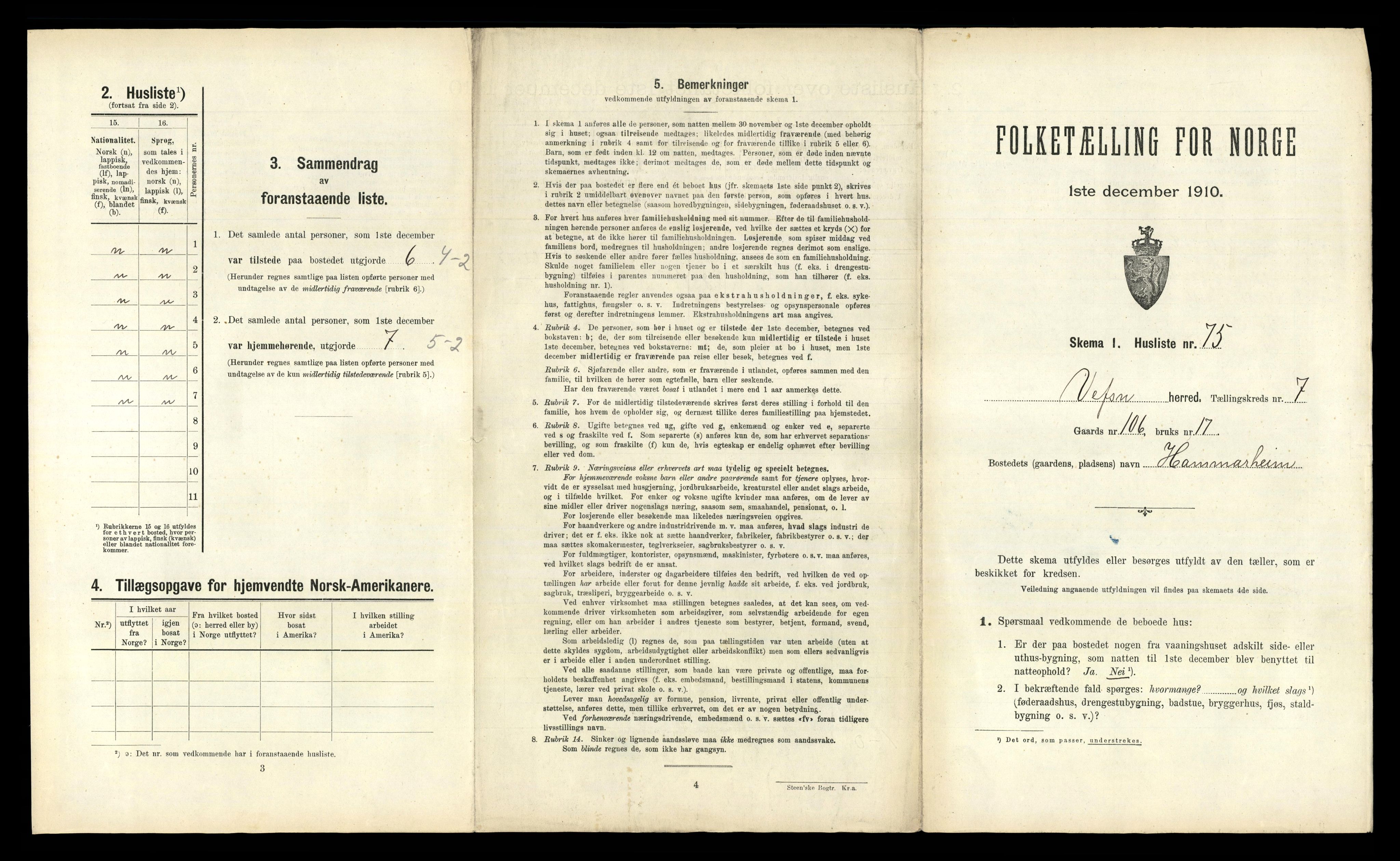 RA, 1910 census for Vefsn, 1910, p. 714