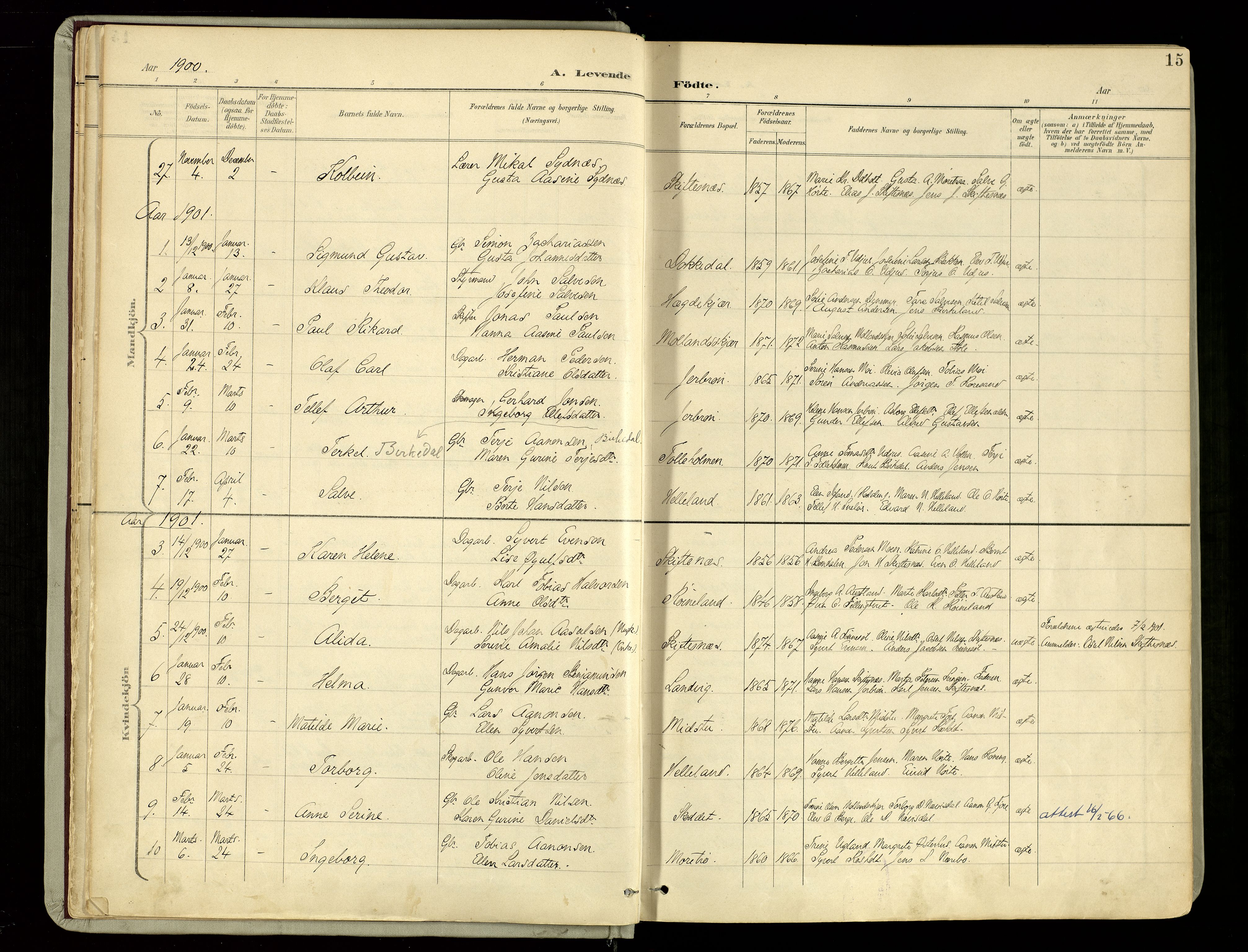 Hommedal sokneprestkontor, SAK/1111-0023/F/Fa/Fab/L0007: Parish register (official) no. A 7, 1898-1924, p. 15