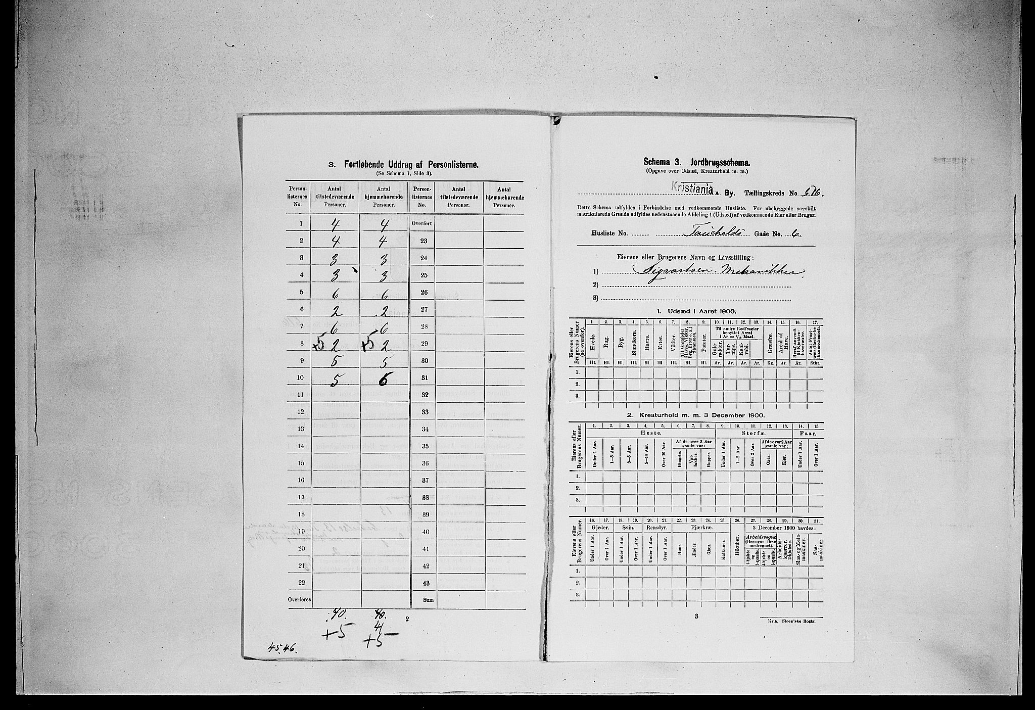 SAO, 1900 census for Kristiania, 1900, p. 22534