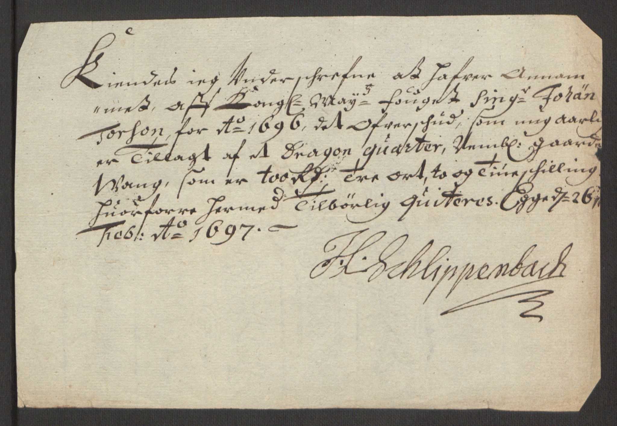 Rentekammeret inntil 1814, Reviderte regnskaper, Fogderegnskap, RA/EA-4092/R63/L4309: Fogderegnskap Inderøy, 1695-1697, p. 348