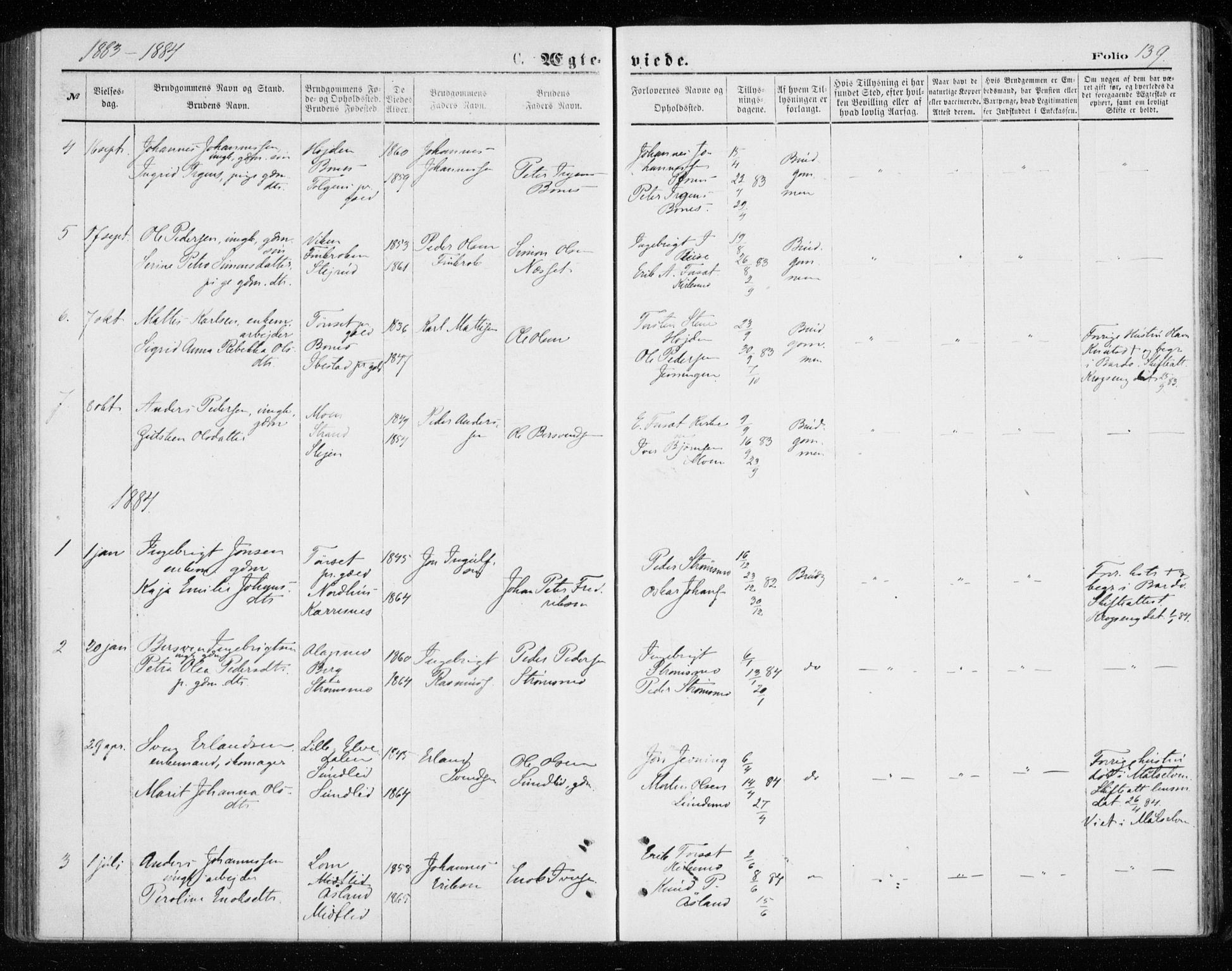 Målselv sokneprestembete, AV/SATØ-S-1311/G/Ga/Gab/L0007klokker: Parish register (copy) no. 7, 1876-1895, p. 139