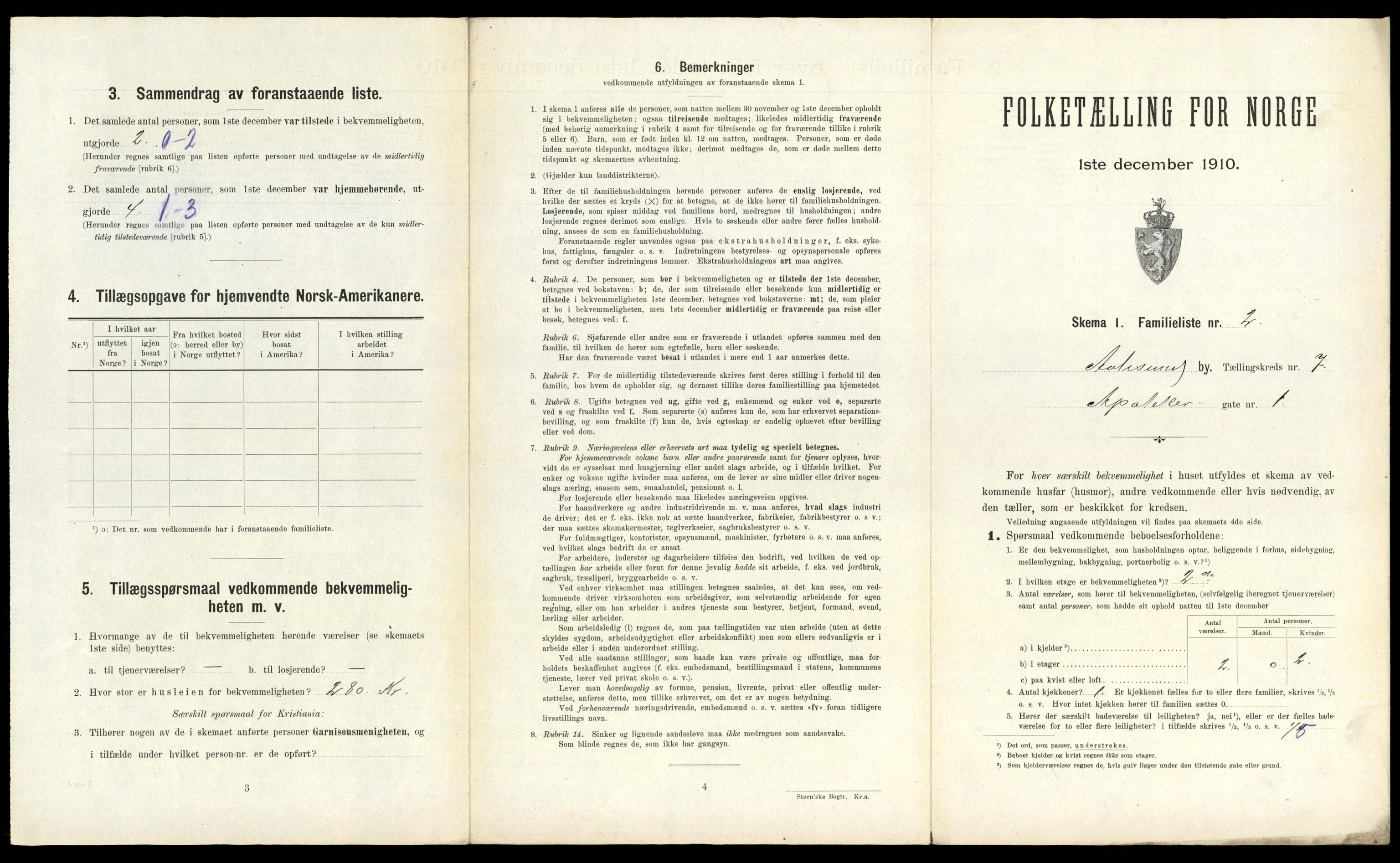 RA, 1910 census for Ålesund, 1910, p. 2599