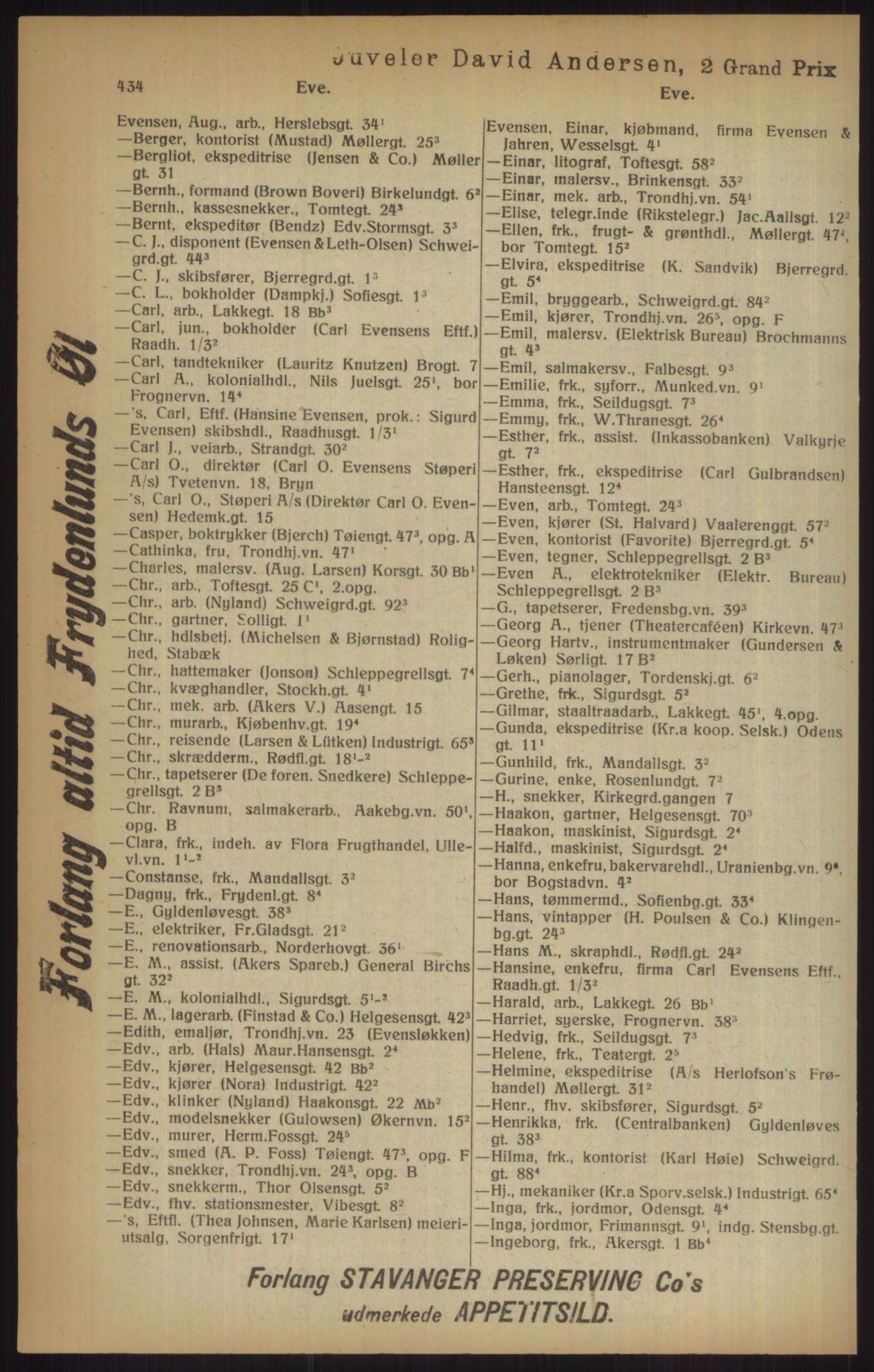 Kristiania/Oslo adressebok, PUBL/-, 1915, p. 434