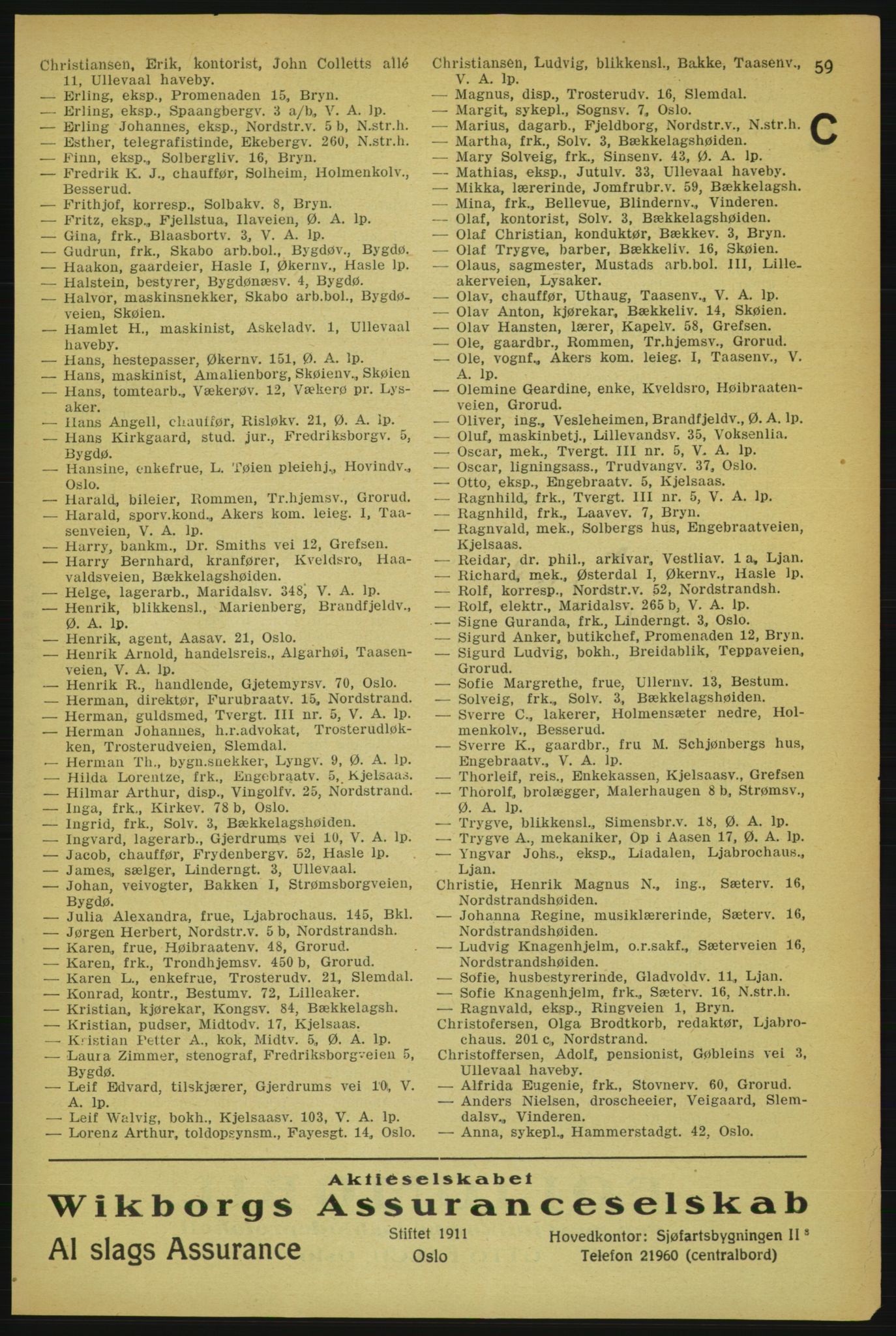 Aker adressebok/adressekalender, PUBL/001/A/004: Aker adressebok, 1929, p. 59