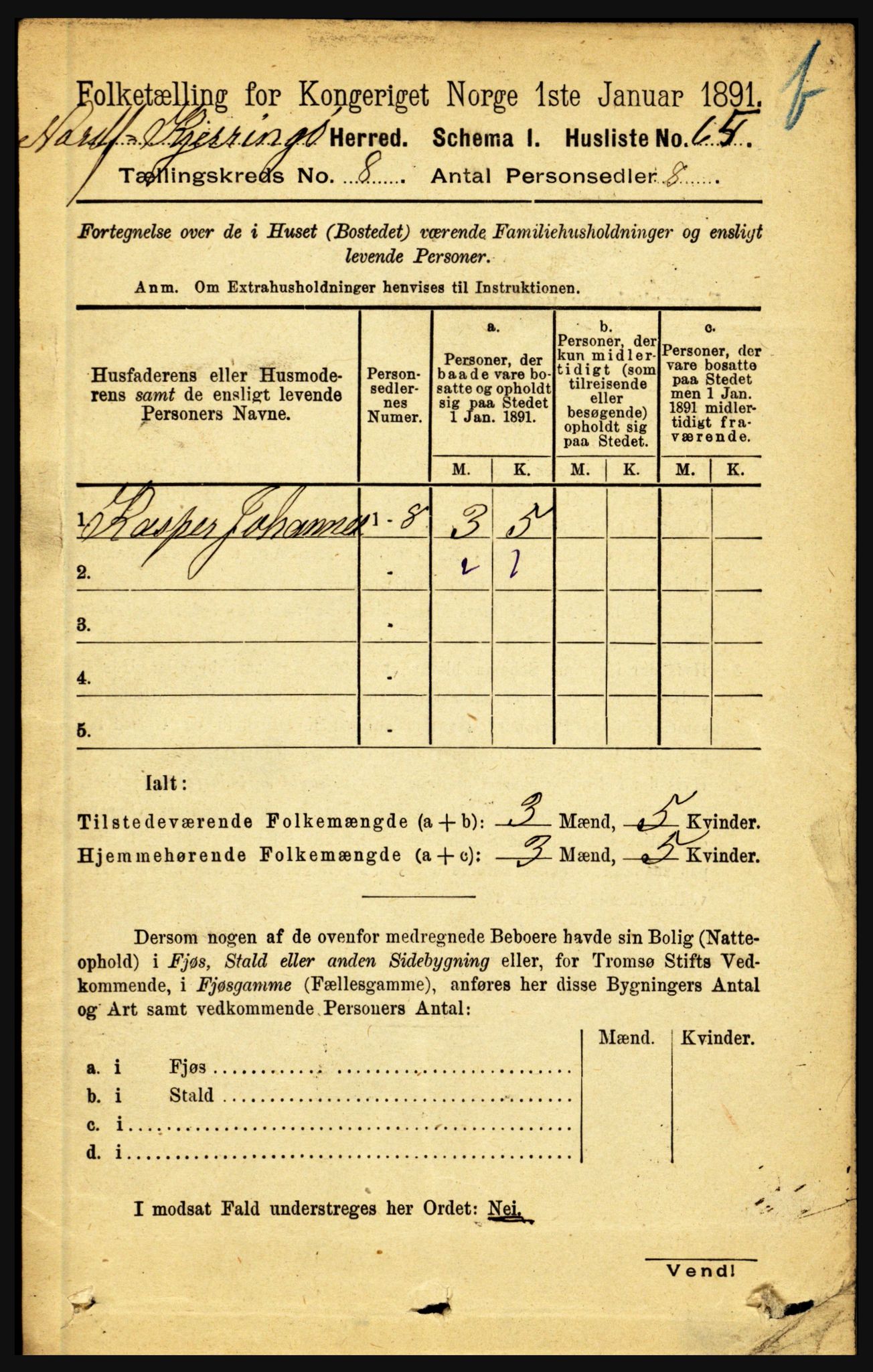 RA, 1891 census for 1846 Nordfold-Kjerringøy, 1891, p. 1980