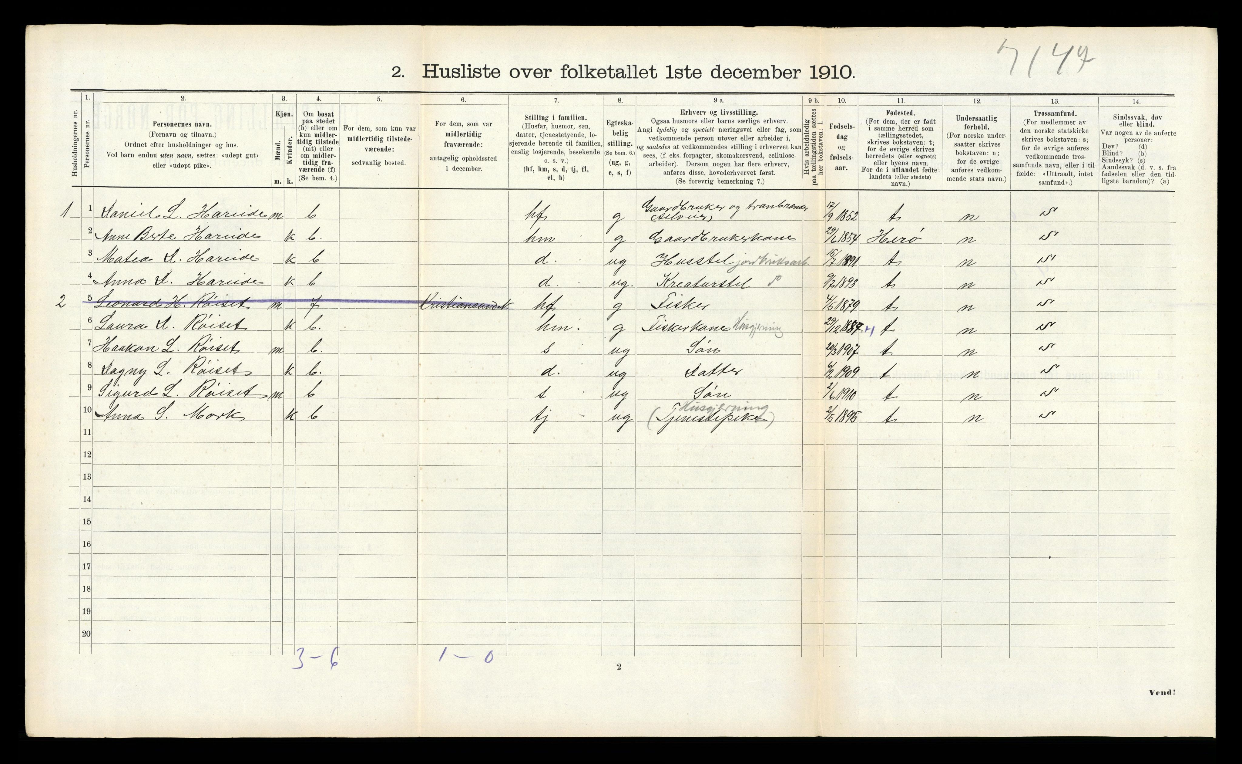 RA, 1910 census for Ulstein, 1910, p. 787