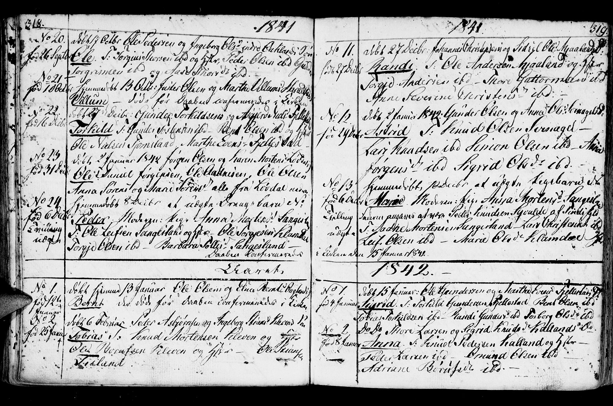 Holum sokneprestkontor, AV/SAK-1111-0022/F/Fa/Fab/L0004: Parish register (official) no. A 4, 1774-1847, p. 318-319