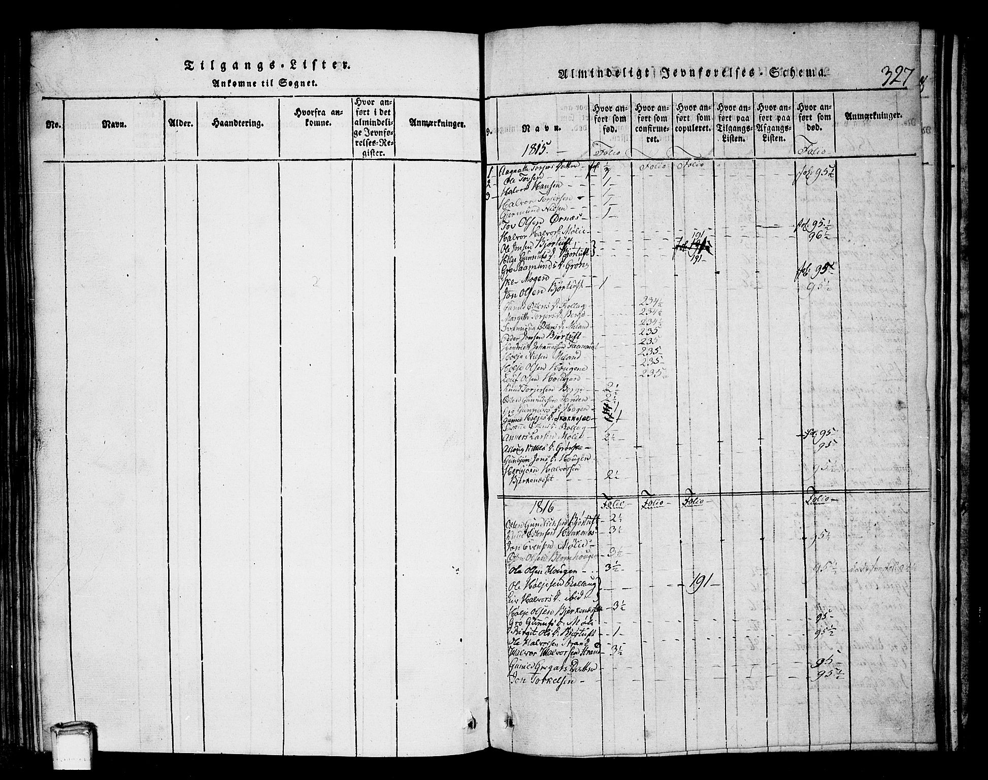 Tinn kirkebøker, SAKO/A-308/G/Gb/L0001: Parish register (copy) no. II 1 /1, 1815-1850, p. 327