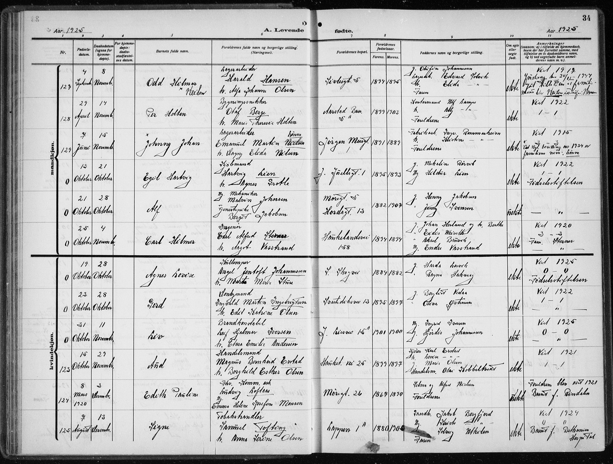 Årstad Sokneprestembete, AV/SAB-A-79301/H/Hab/L0005: Parish register (copy) no. A 5, 1924-1934, p. 34