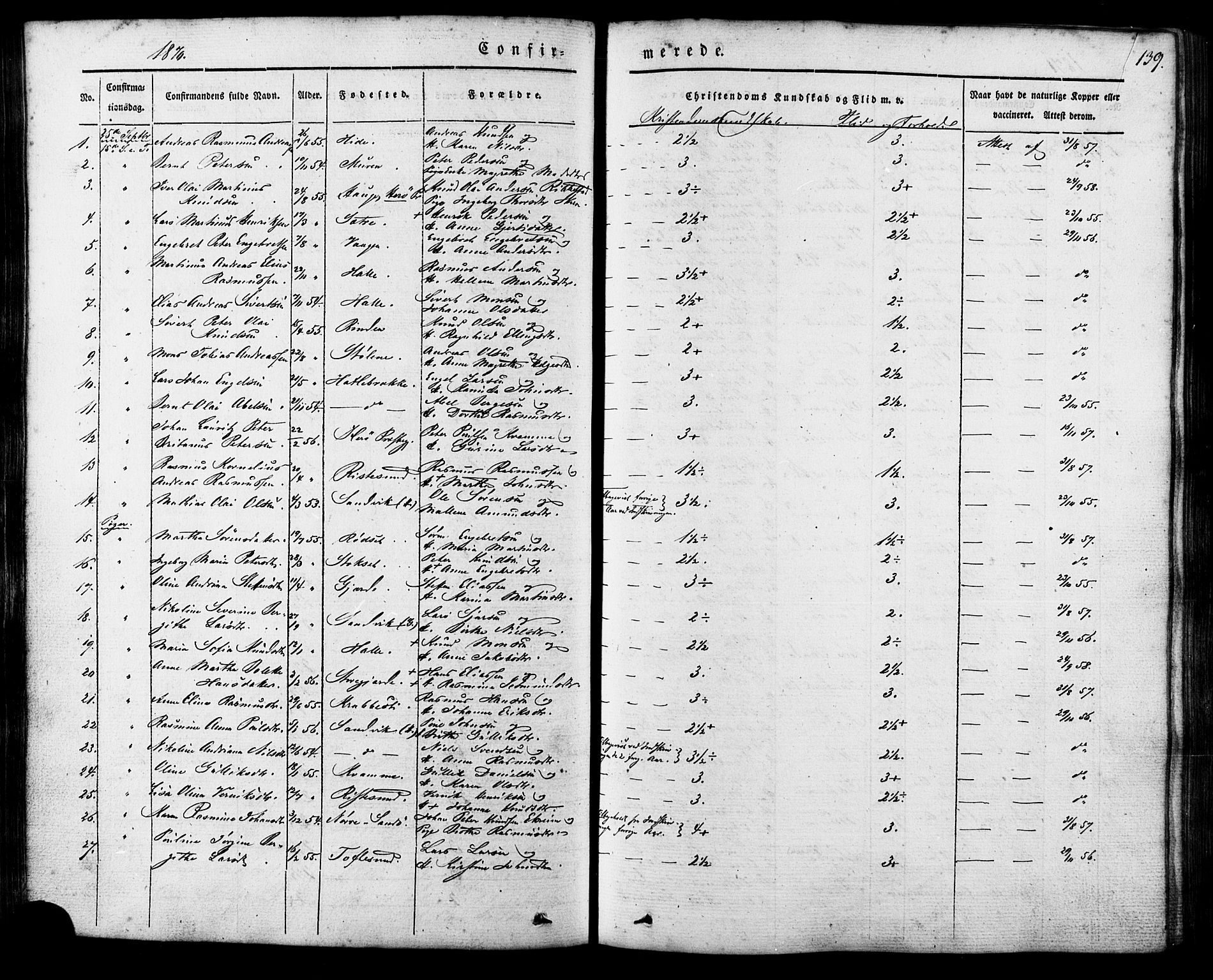 Ministerialprotokoller, klokkerbøker og fødselsregistre - Møre og Romsdal, AV/SAT-A-1454/503/L0034: Parish register (official) no. 503A02, 1841-1884, p. 139