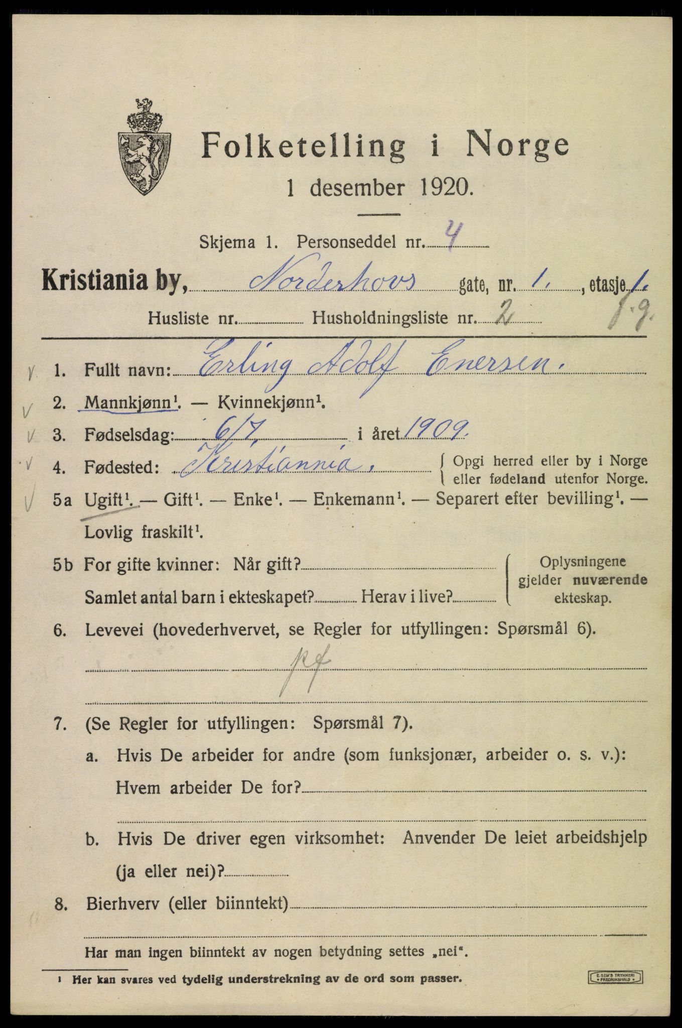 SAO, 1920 census for Kristiania, 1920, p. 422117