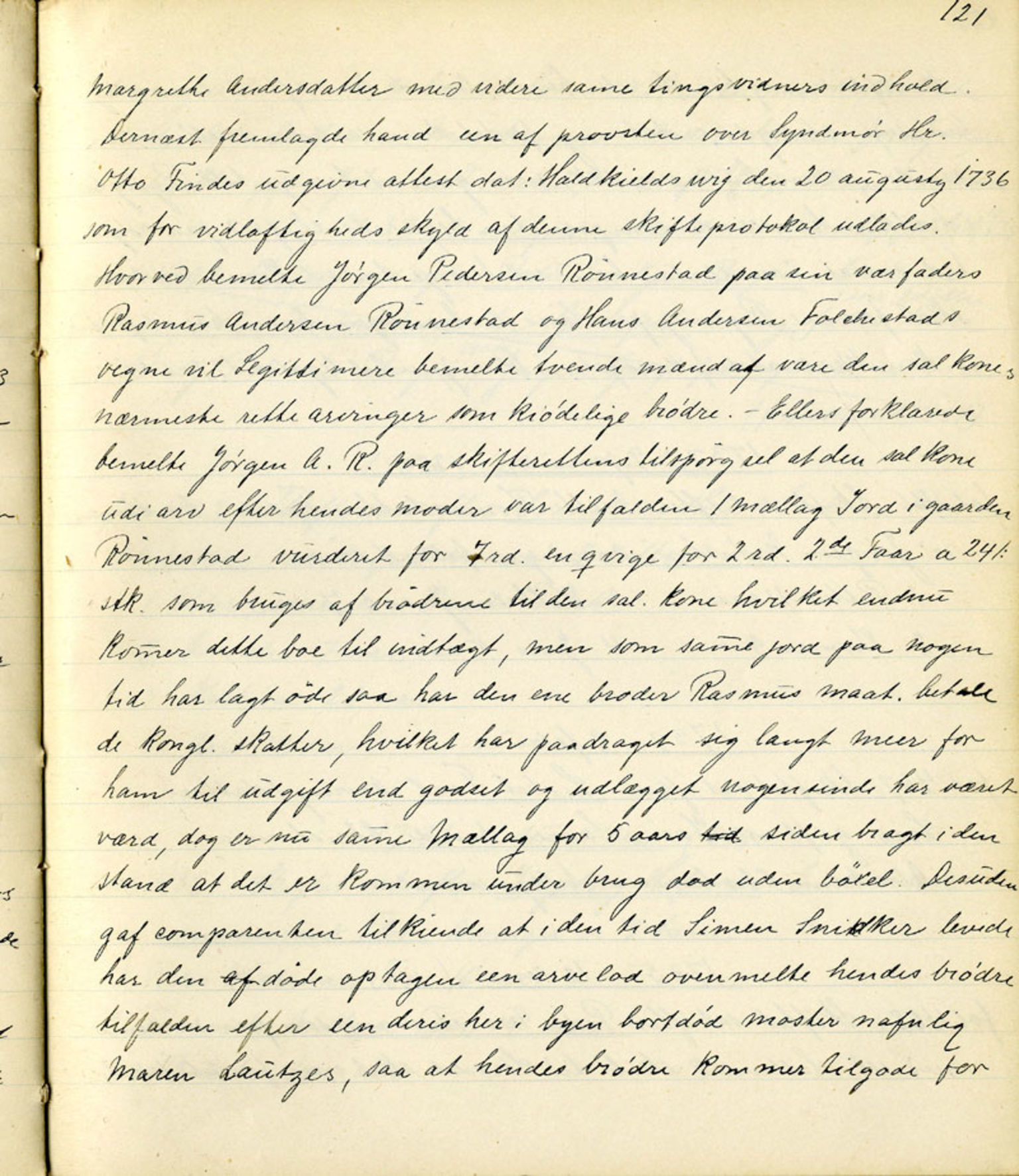Sollied, Olaf og Thora - samlinger, AV/SAB-SAB/DA-0401/01/L0010/0001: Skifte: Utdrag av skifteprotokoller / 92 Skifteprotokoller: utdrag, 1731-1740, p. 121