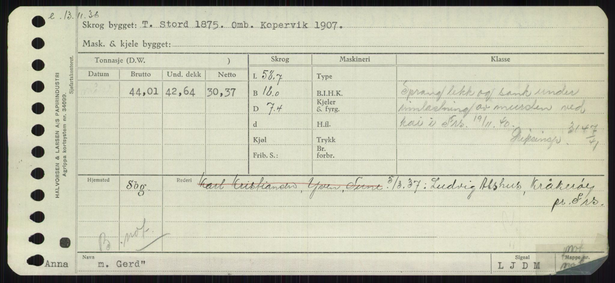 Sjøfartsdirektoratet med forløpere, Skipsmålingen, RA/S-1627/H/Ha/L0002/0002: Fartøy, Eik-Hill / Fartøy, G-Hill, p. 101