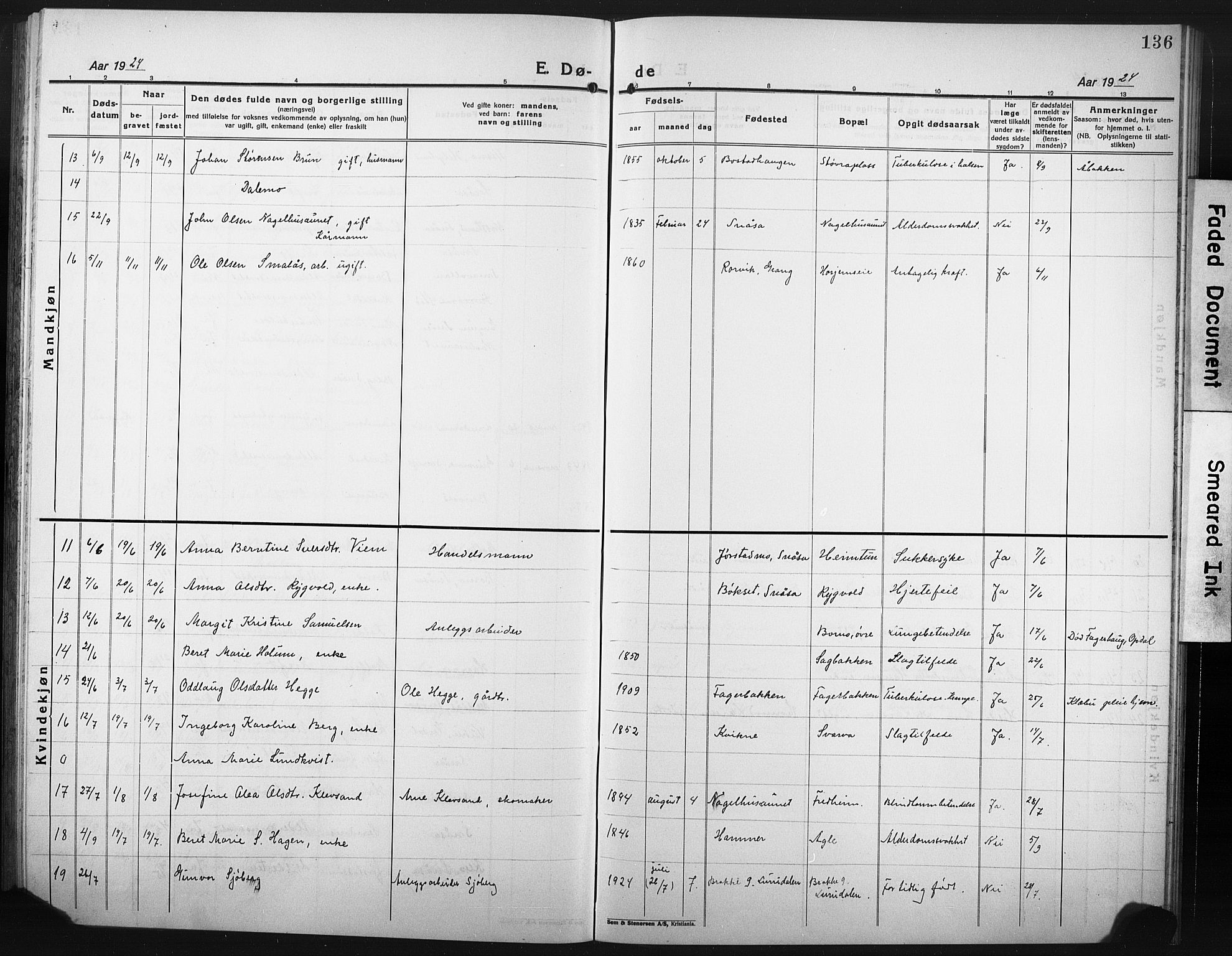 Ministerialprotokoller, klokkerbøker og fødselsregistre - Nord-Trøndelag, AV/SAT-A-1458/749/L0480: Parish register (copy) no. 749C02, 1924-1932, p. 136