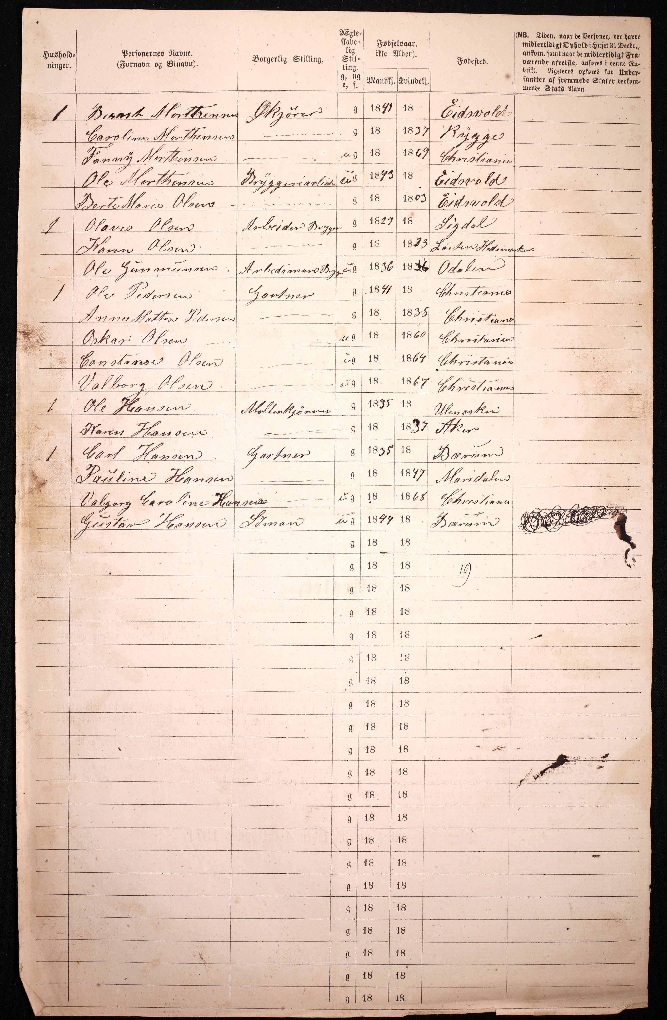 RA, 1870 census for 0301 Kristiania, 1870, p. 2643