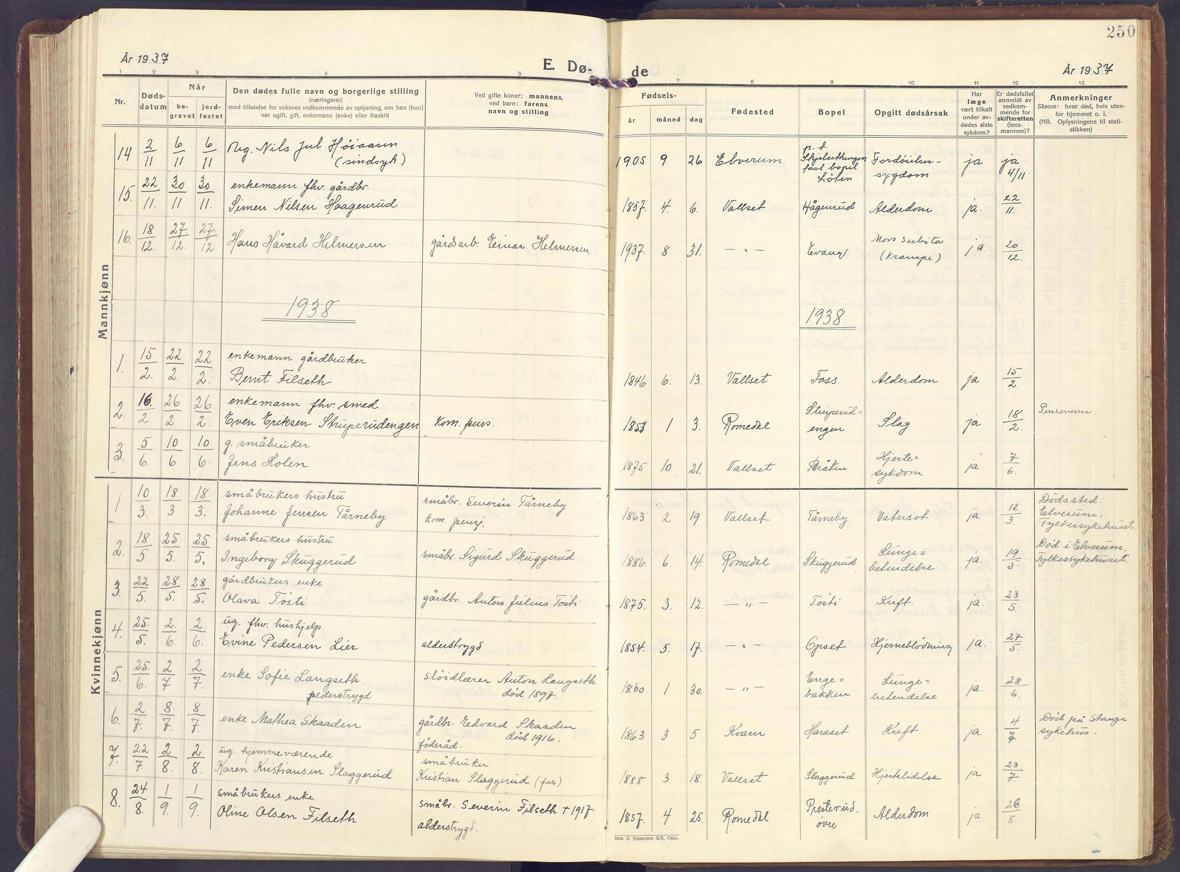 Romedal prestekontor, SAH/PREST-004/K/L0013: Parish register (official) no. 13, 1930-1949, p. 250