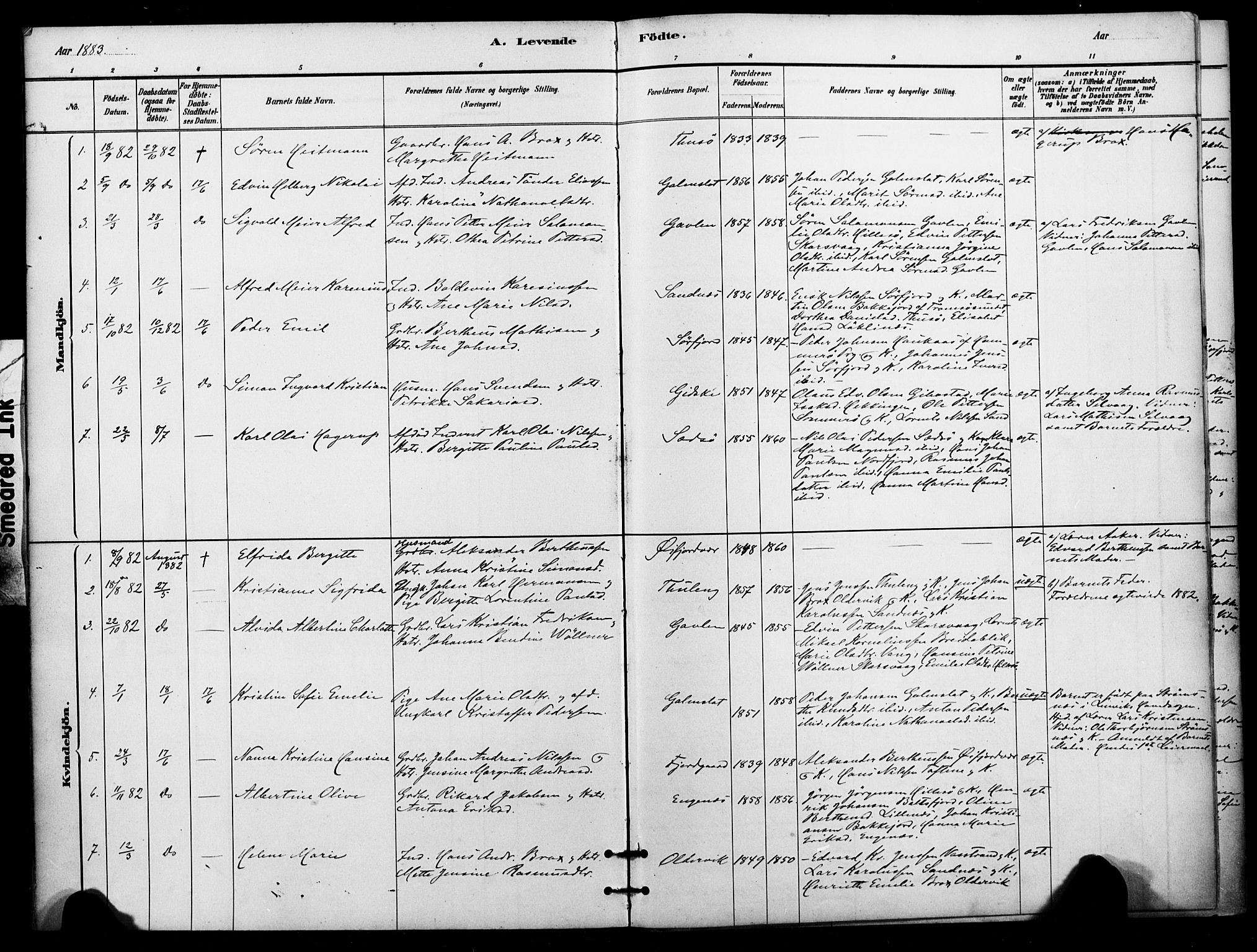 Lenvik sokneprestembete, SATØ/S-1310/H/Ha/Haa/L0012kirke: Parish register (official) no. 12, 1880-1895