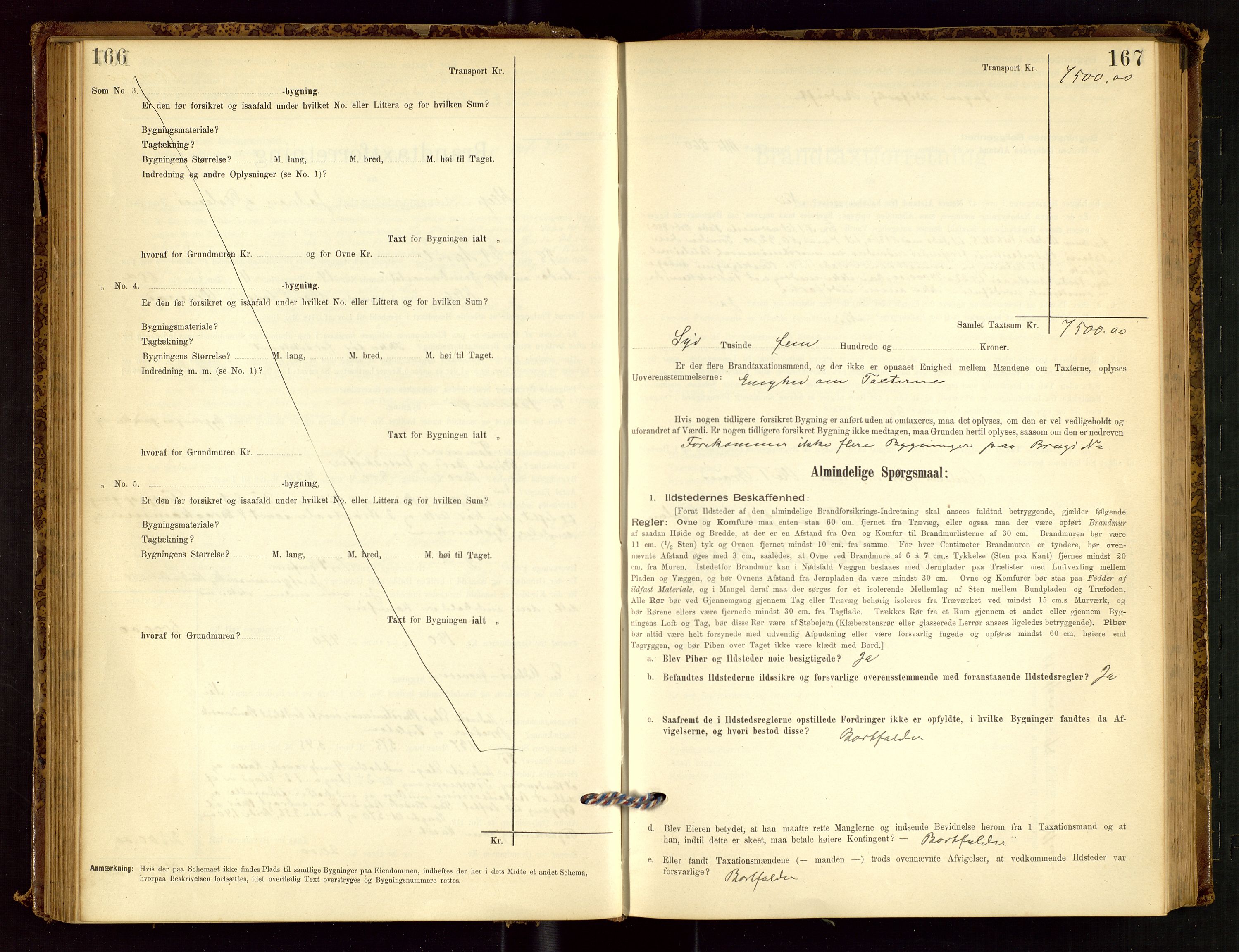 Klepp lensmannskontor, SAST/A-100163/Goc/L0001: "Brandtaxationsprotokol" m/register, 1895-1898, p. 166-167