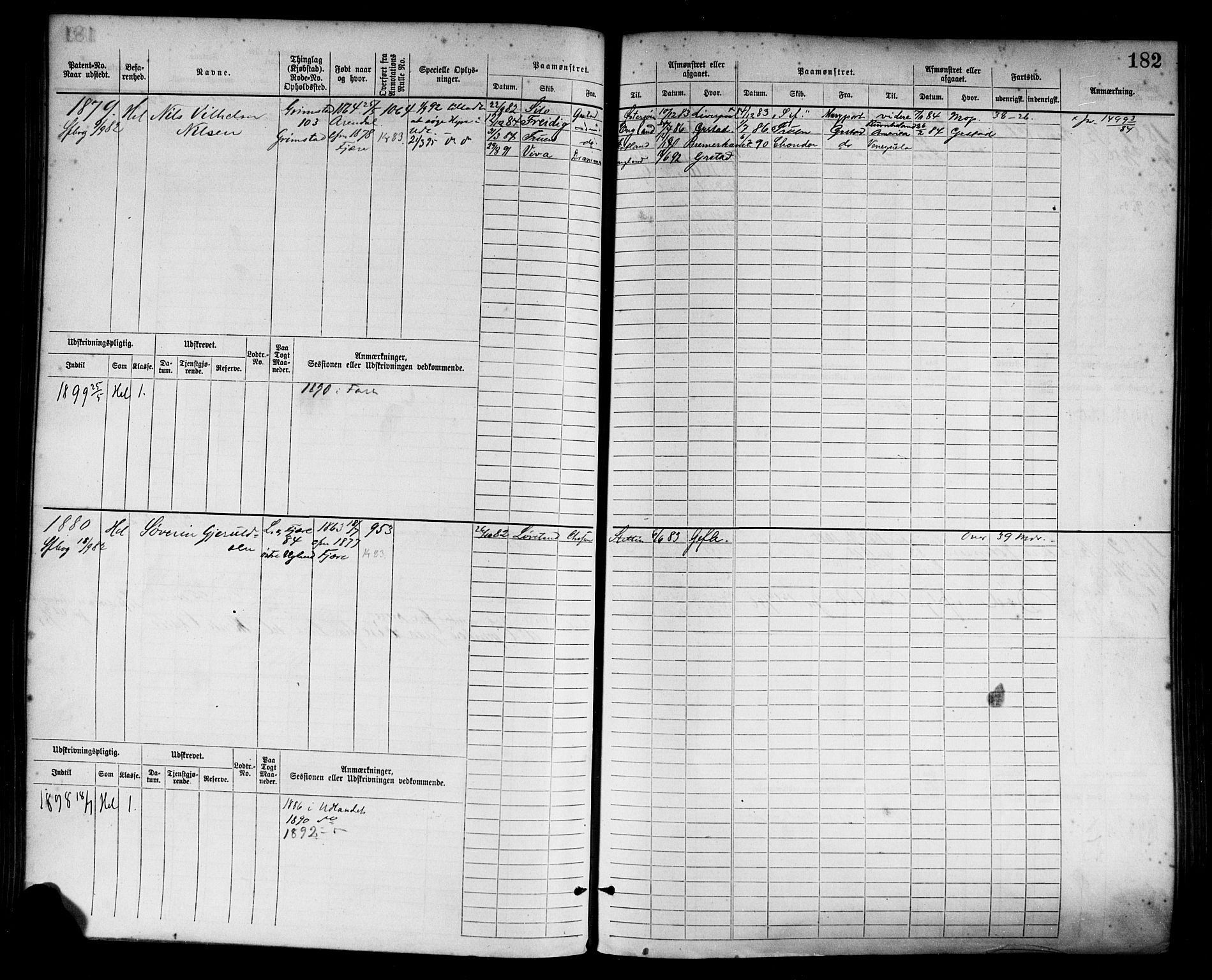 Grimstad mønstringskrets, AV/SAK-2031-0013/F/Fb/L0003: Hovedrulle nr 1517-2276, F-6, 1877-1888, p. 190