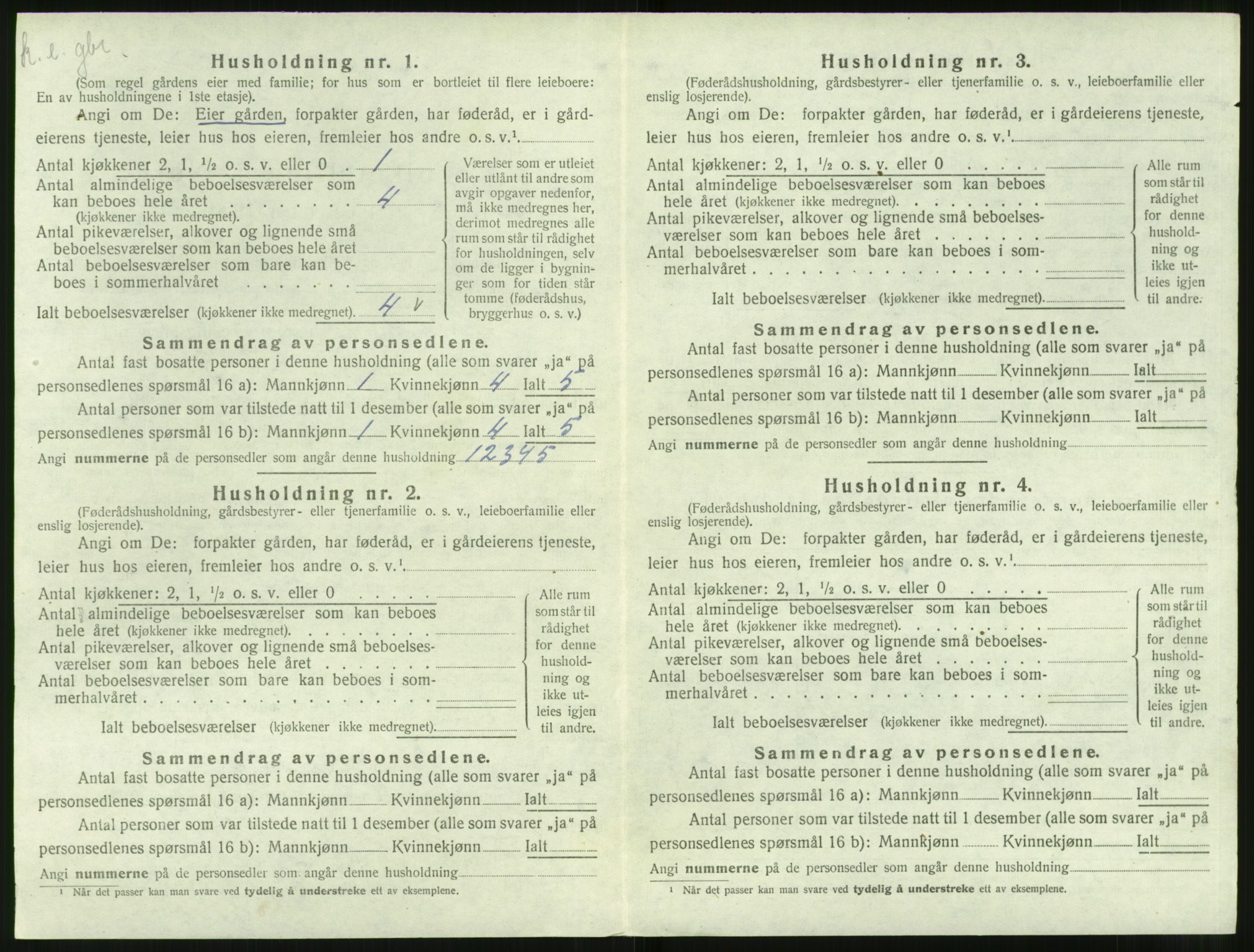 SAT, 1920 census for Hareid, 1920, p. 542