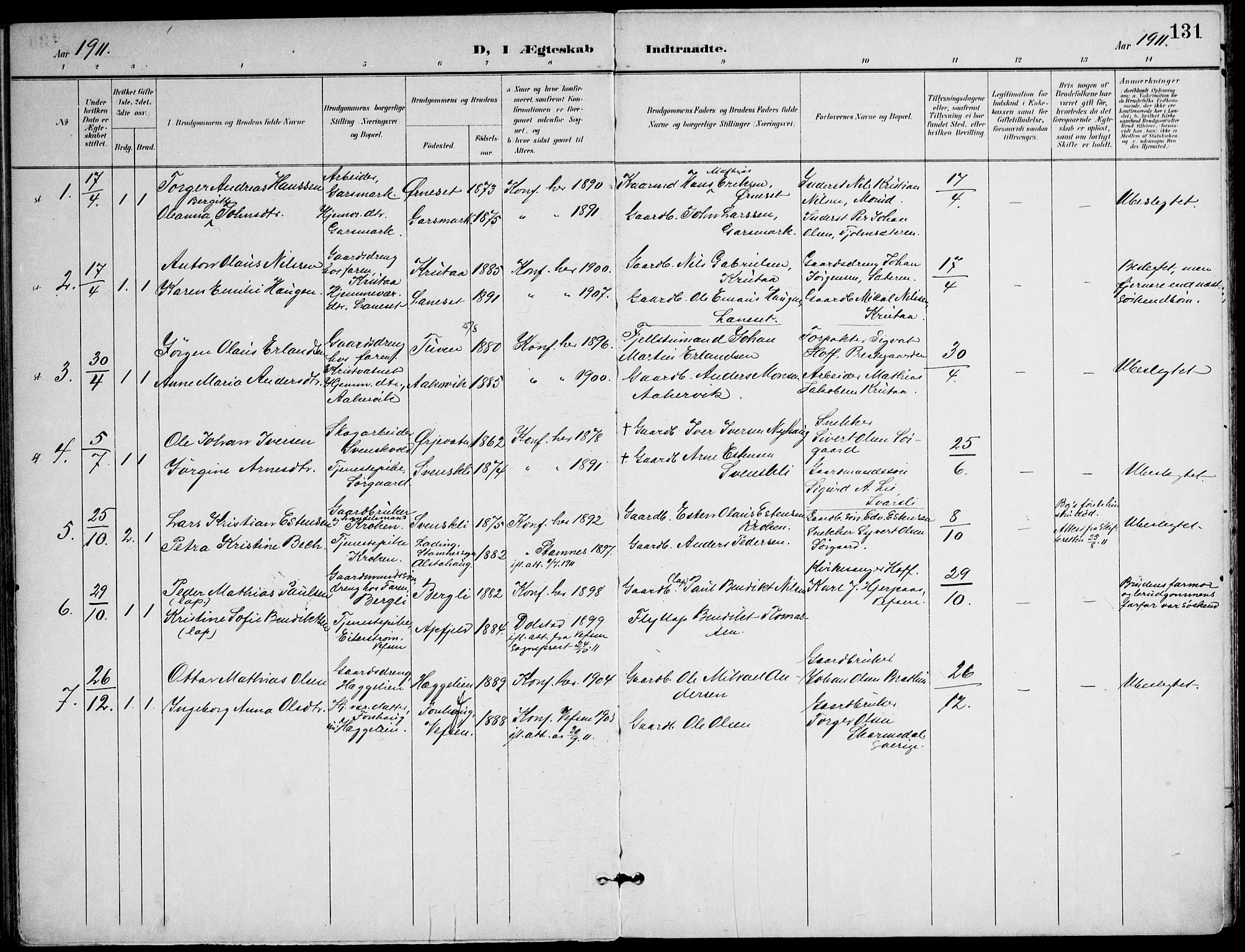 Ministerialprotokoller, klokkerbøker og fødselsregistre - Nordland, AV/SAT-A-1459/823/L0326: Parish register (official) no. 823A03, 1899-1919, p. 131