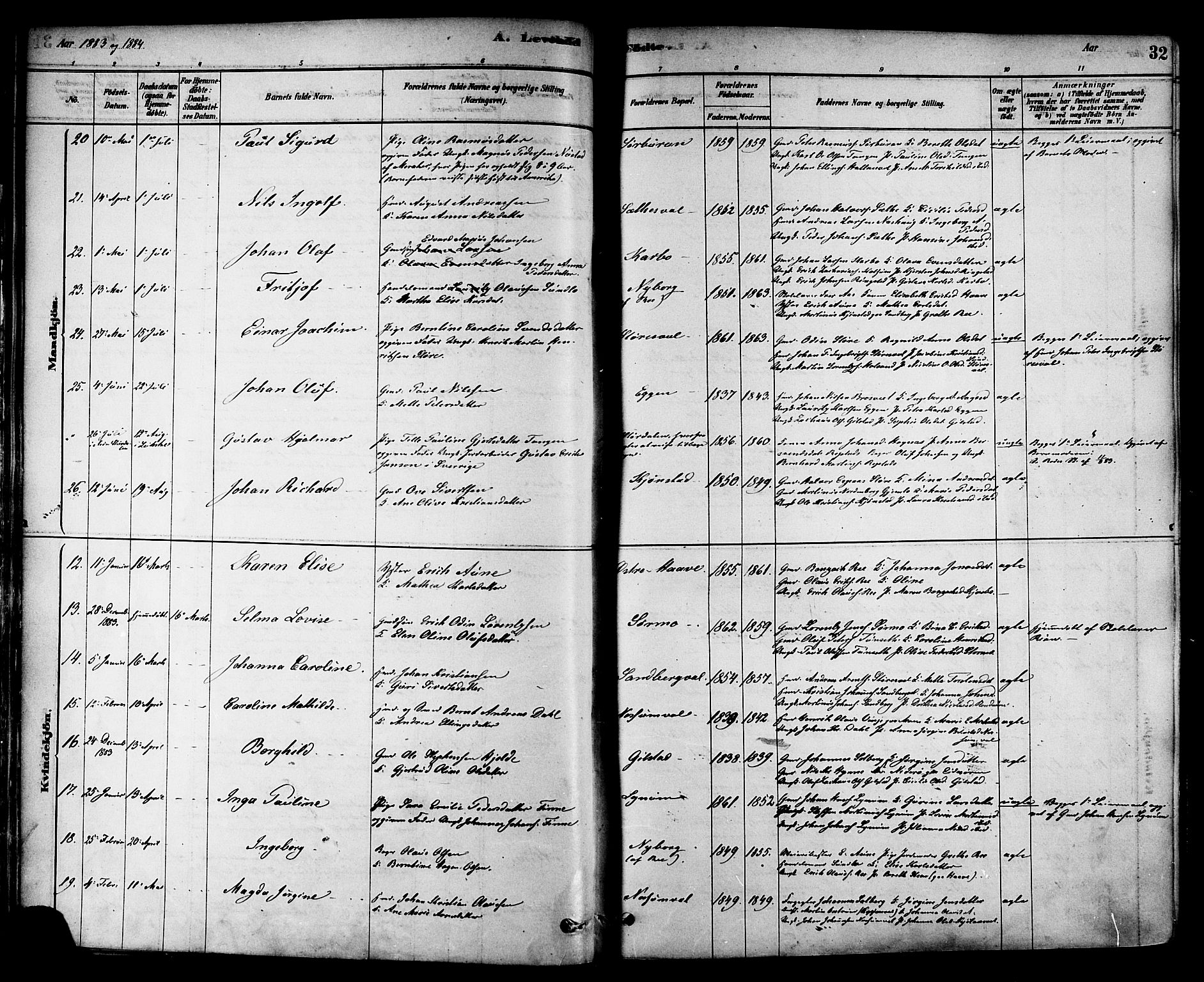 Ministerialprotokoller, klokkerbøker og fødselsregistre - Nord-Trøndelag, AV/SAT-A-1458/717/L0159: Parish register (official) no. 717A09, 1878-1898, p. 32