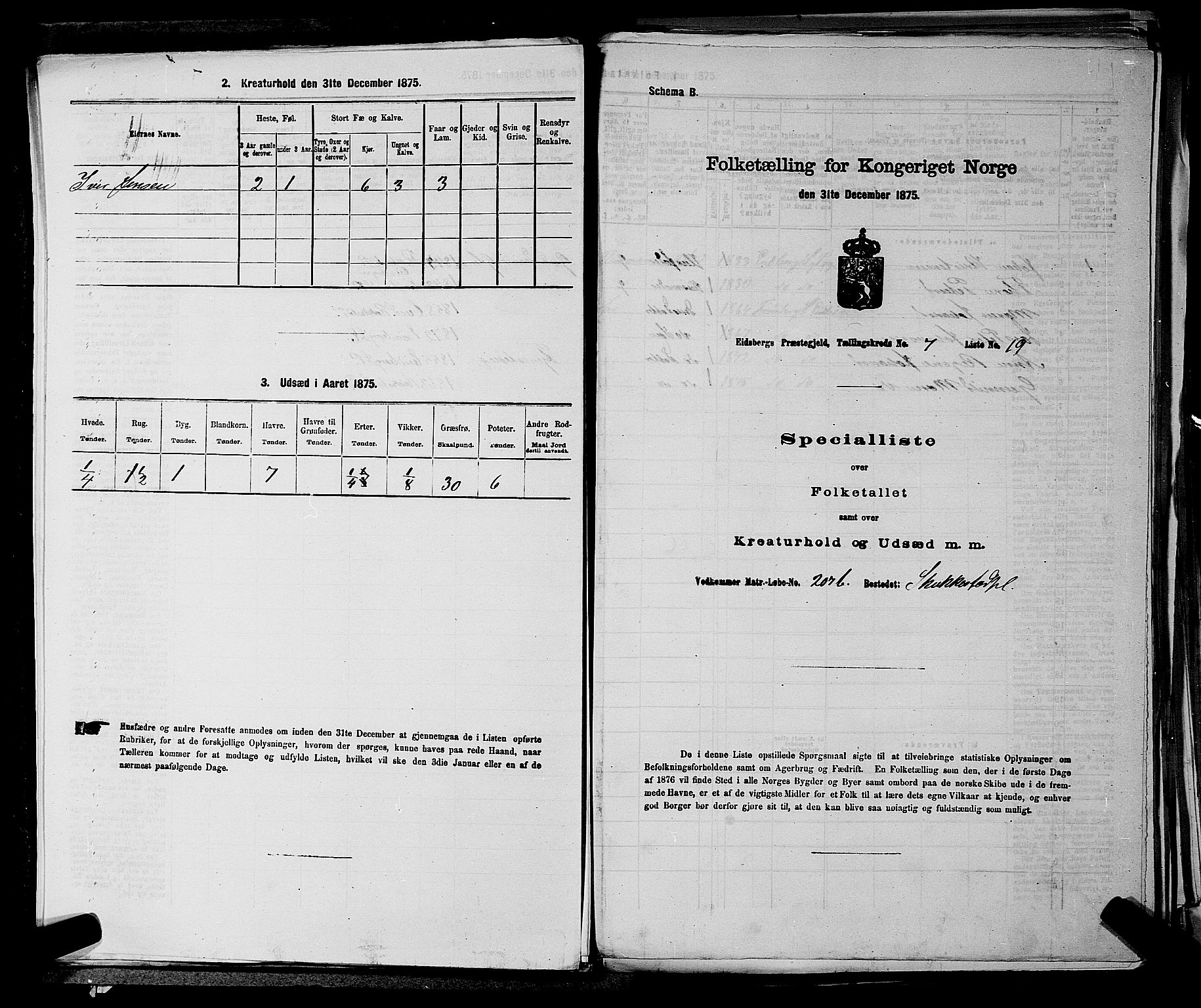 RA, 1875 census for 0125P Eidsberg, 1875, p. 1393