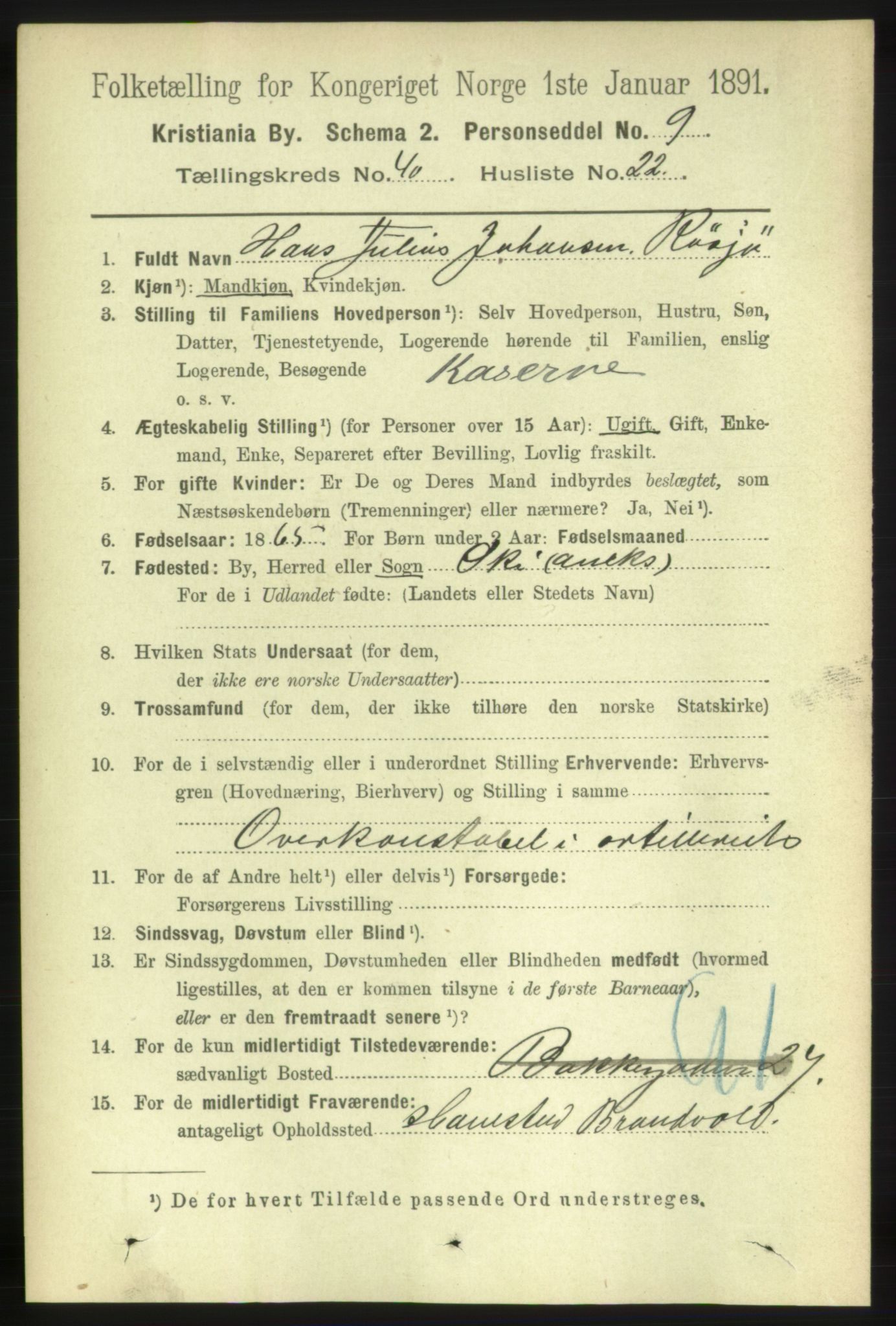 RA, 1891 census for 0301 Kristiania, 1891, p. 23619