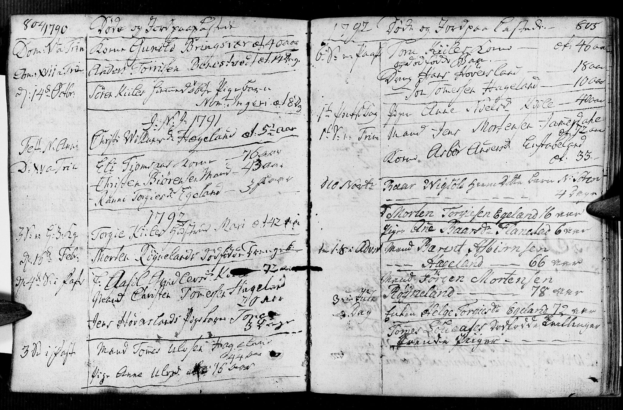 Vennesla sokneprestkontor, AV/SAK-1111-0045/Fa/Faa/L0002: Parish register (official) no. A 2, 1785-1834, p. 804-805