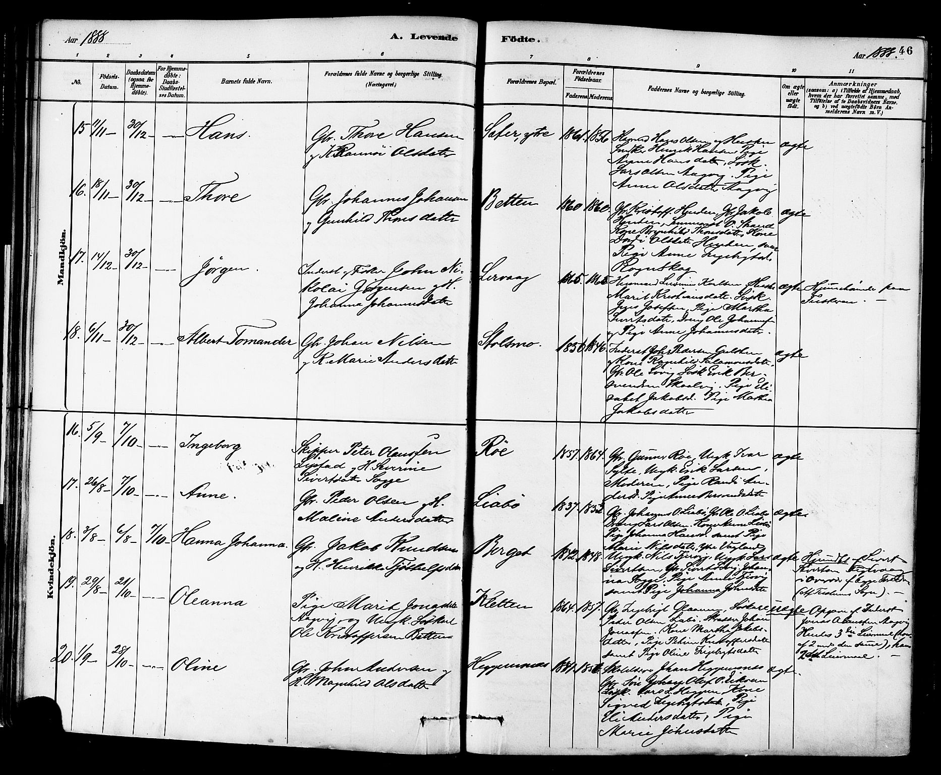 Ministerialprotokoller, klokkerbøker og fødselsregistre - Møre og Romsdal, AV/SAT-A-1454/576/L0885: Parish register (official) no. 576A03, 1880-1898, p. 46