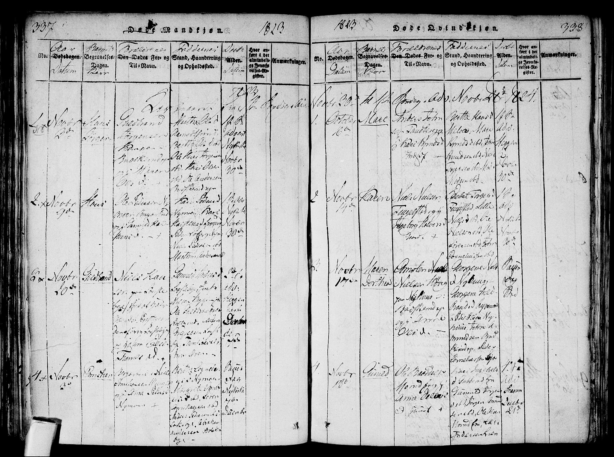 Modum kirkebøker, AV/SAKO-A-234/F/Fa/L0004: Parish register (official) no. 4, 1818-1824, p. 337-338