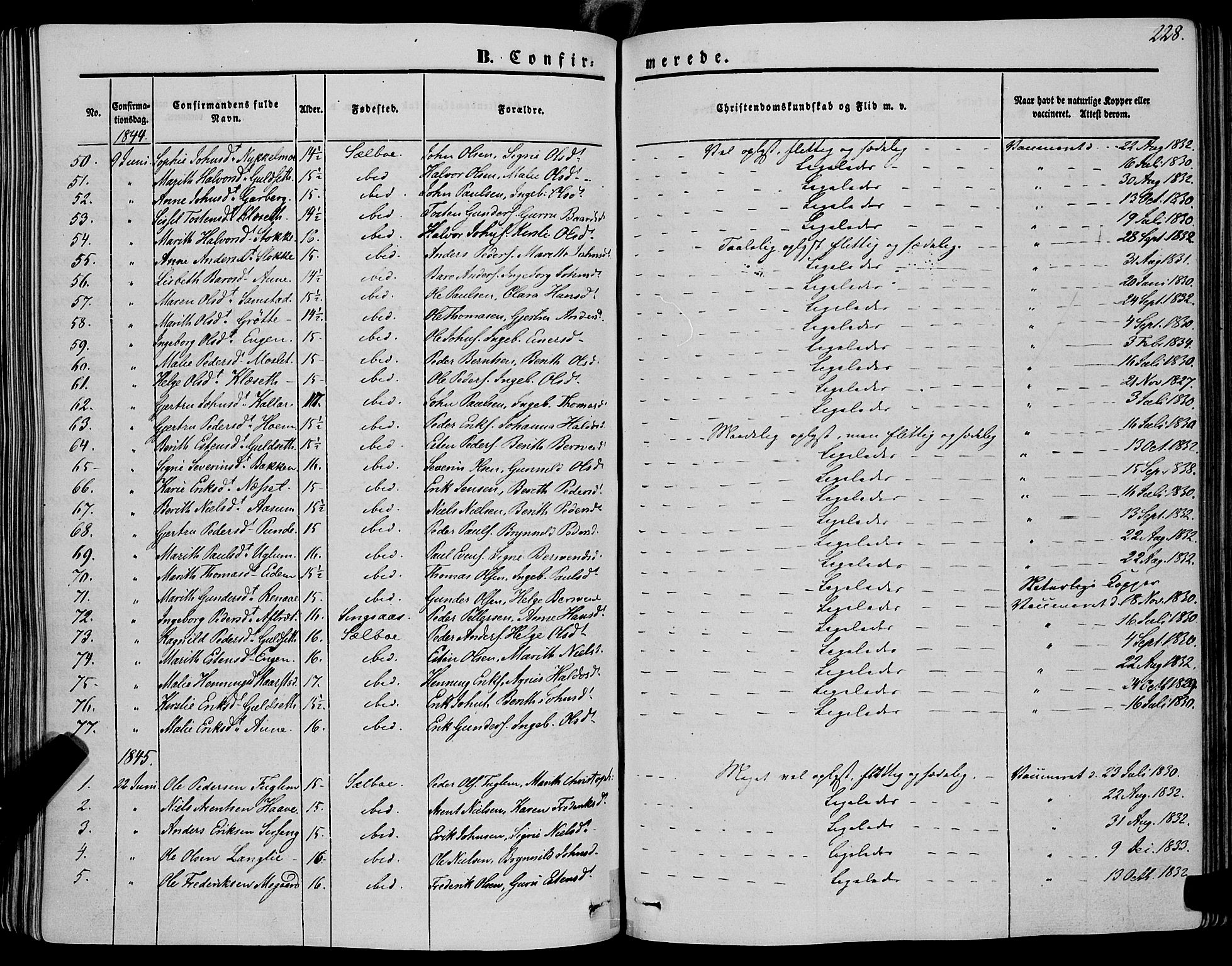 Ministerialprotokoller, klokkerbøker og fødselsregistre - Sør-Trøndelag, SAT/A-1456/695/L1145: Parish register (official) no. 695A06 /1, 1843-1859, p. 228