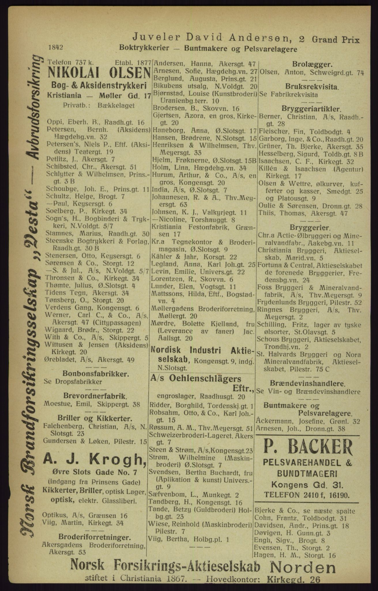 Kristiania/Oslo adressebok, PUBL/-, 1916, p. 1842