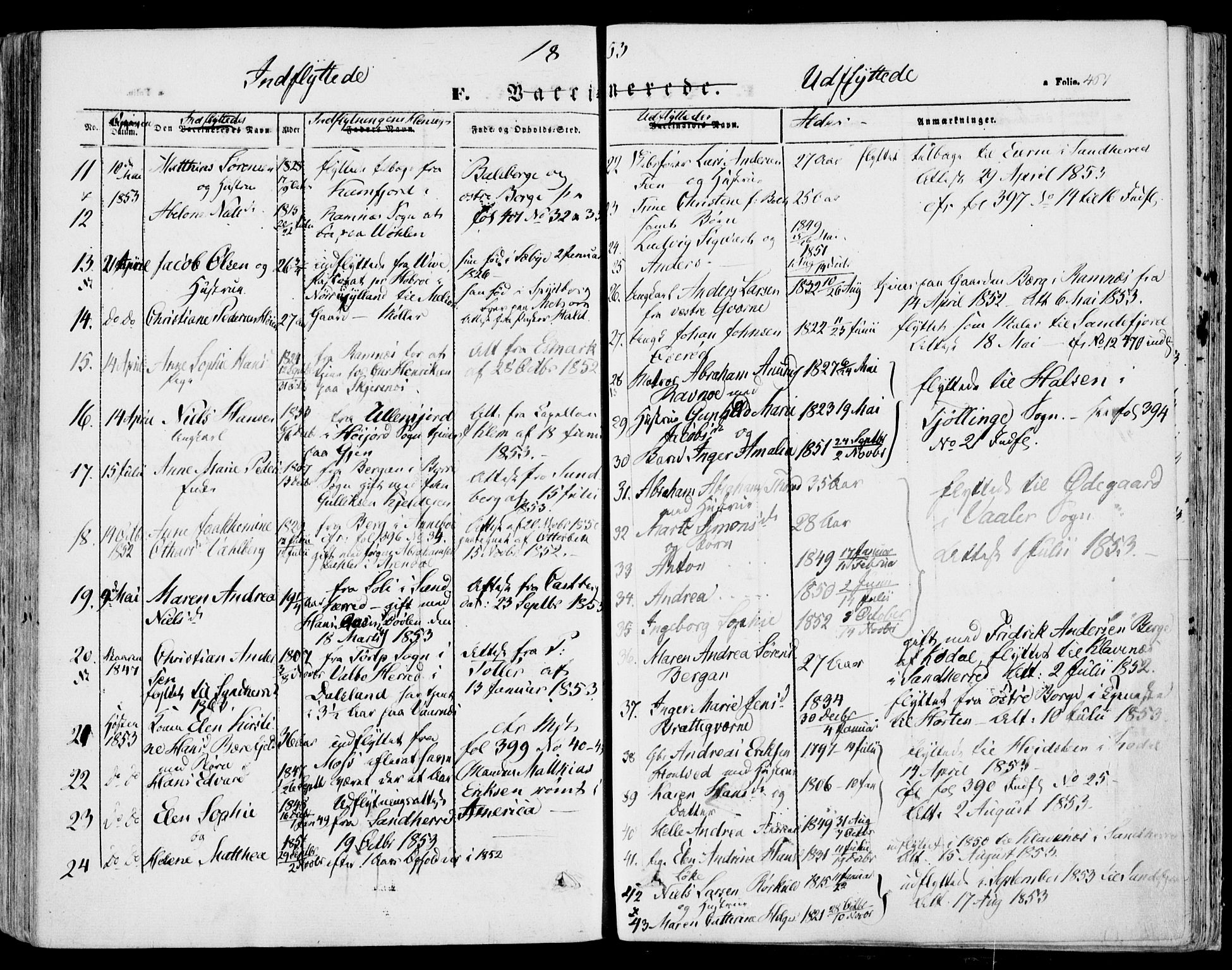 Stokke kirkebøker, AV/SAKO-A-320/F/Fa/L0007: Parish register (official) no. I 7, 1844-1857, p. 461