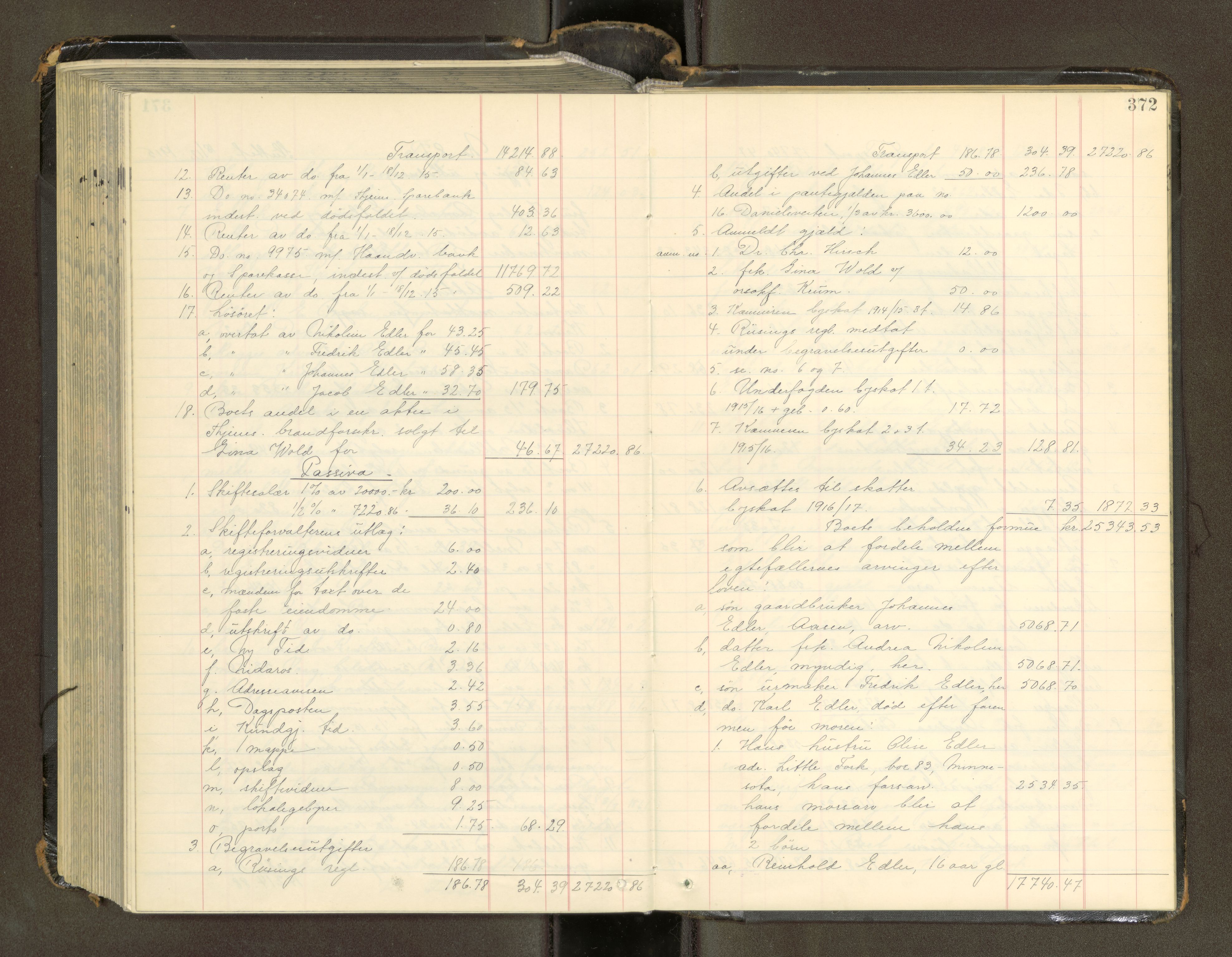 Trondheim byfogd, AV/SAT-A-0003/1/3/3A/L0041: Skifteutlodningsprotokoll - 1710-5/2. (m/ register), 1913-1916, p. 372