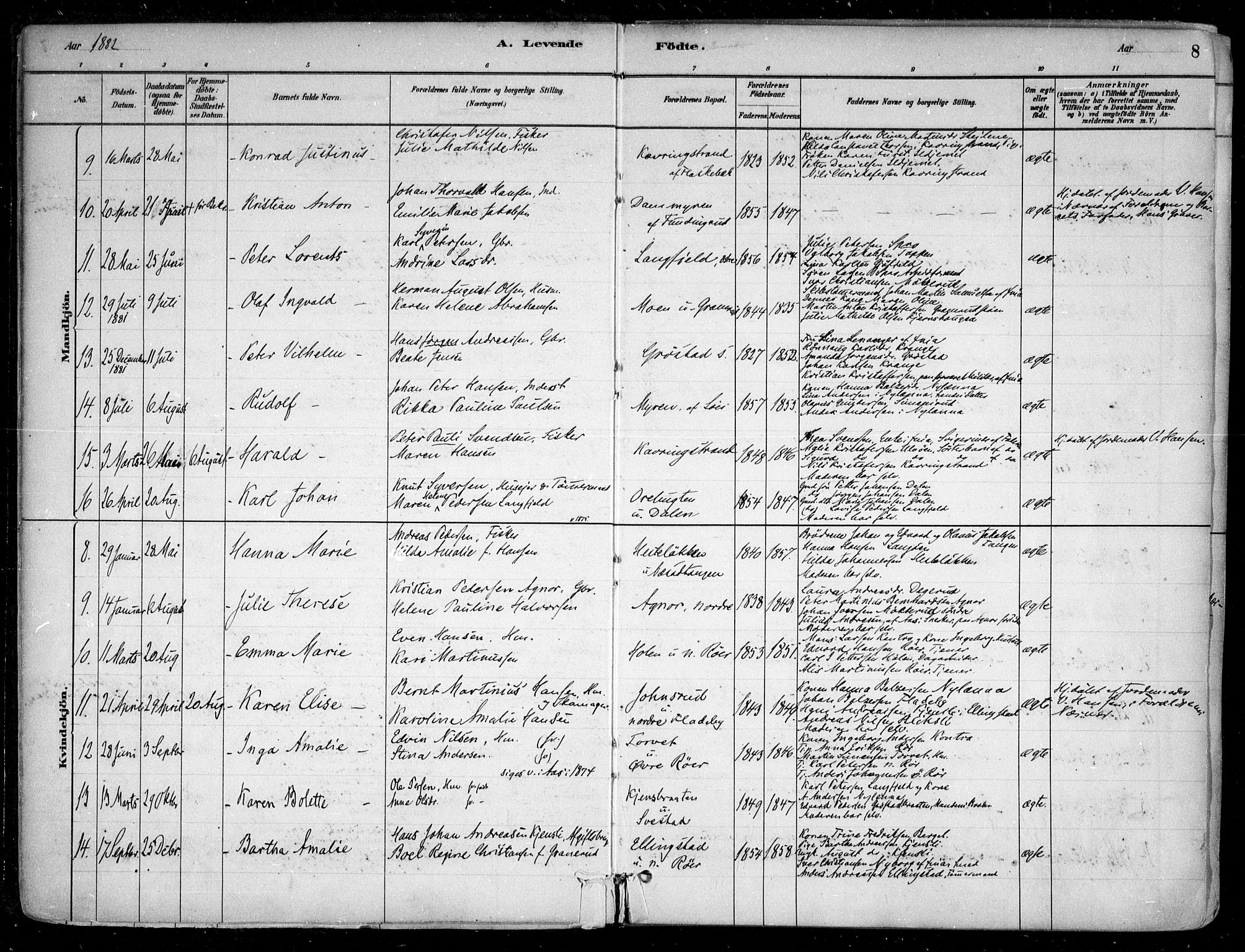 Nesodden prestekontor Kirkebøker, SAO/A-10013/F/Fa/L0009: Parish register (official) no. I 9, 1880-1915, p. 8