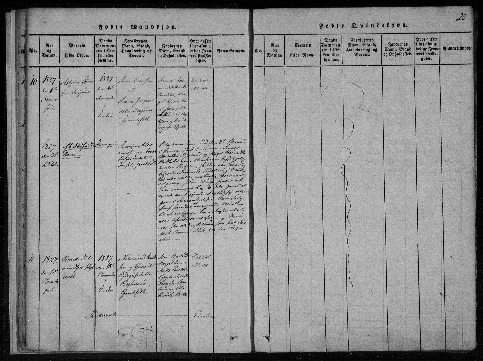 Lårdal kirkebøker, AV/SAKO-A-284/F/Fa/L0005: Parish register (official) no. I 5, 1815-1860, p. 20